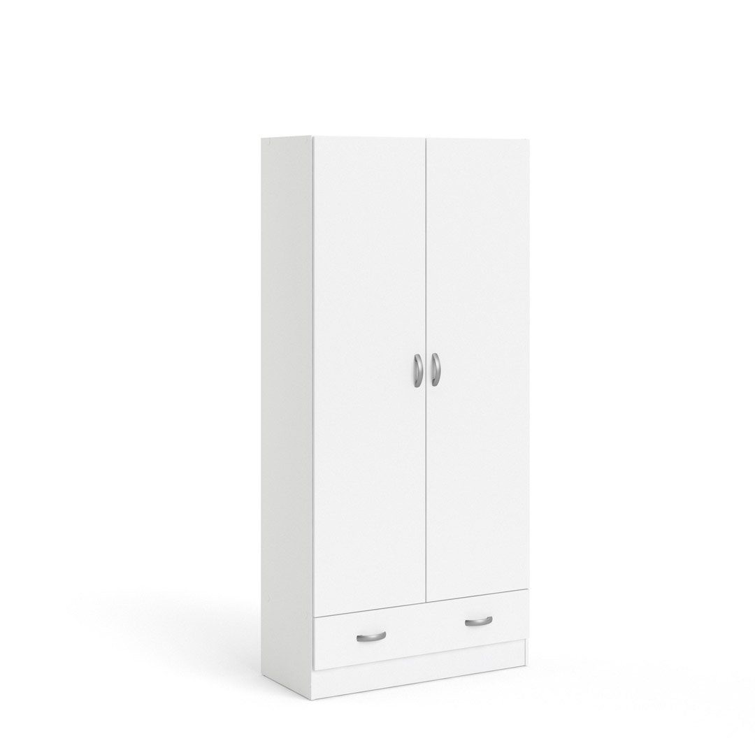 ebuy24 Kleiderschrank Spell 1 Türen weiß. Schublade Kleiderschrank 2 und