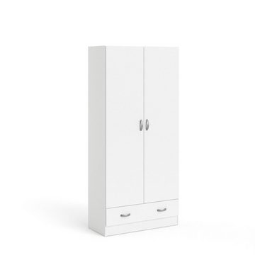 ebuy24 Kleiderschrank Spell Kleiderschrank 2 Türen und 1 Schublade weiß.