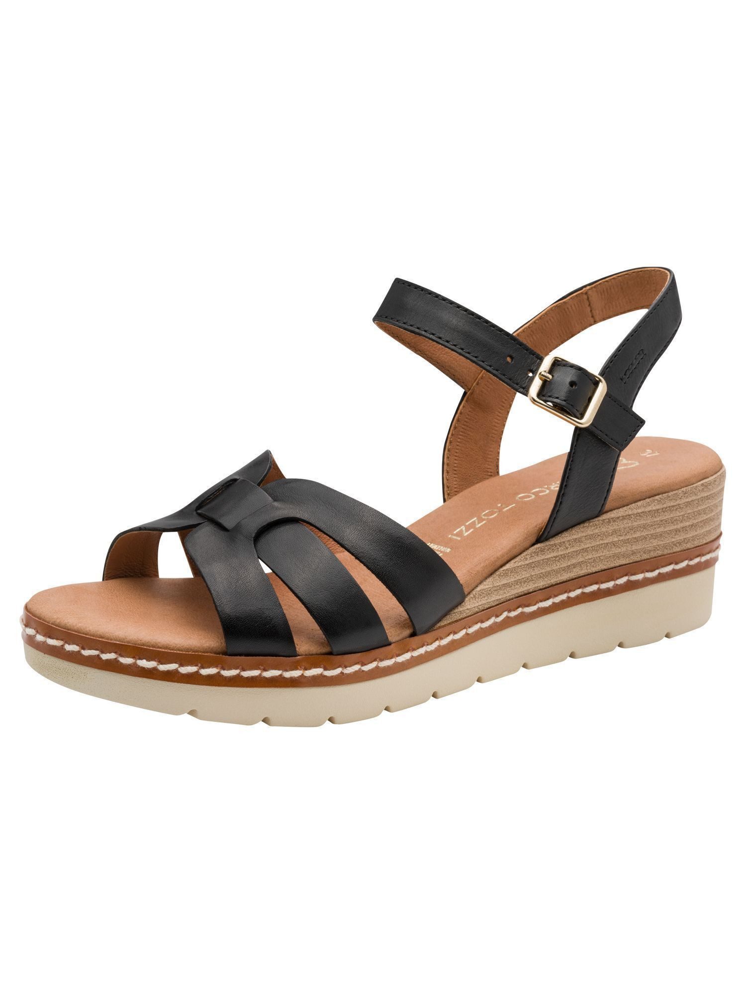 marco tozzi FEEL, MT Soft Lining aus Leder Keilabsatz Sandalette FEEL