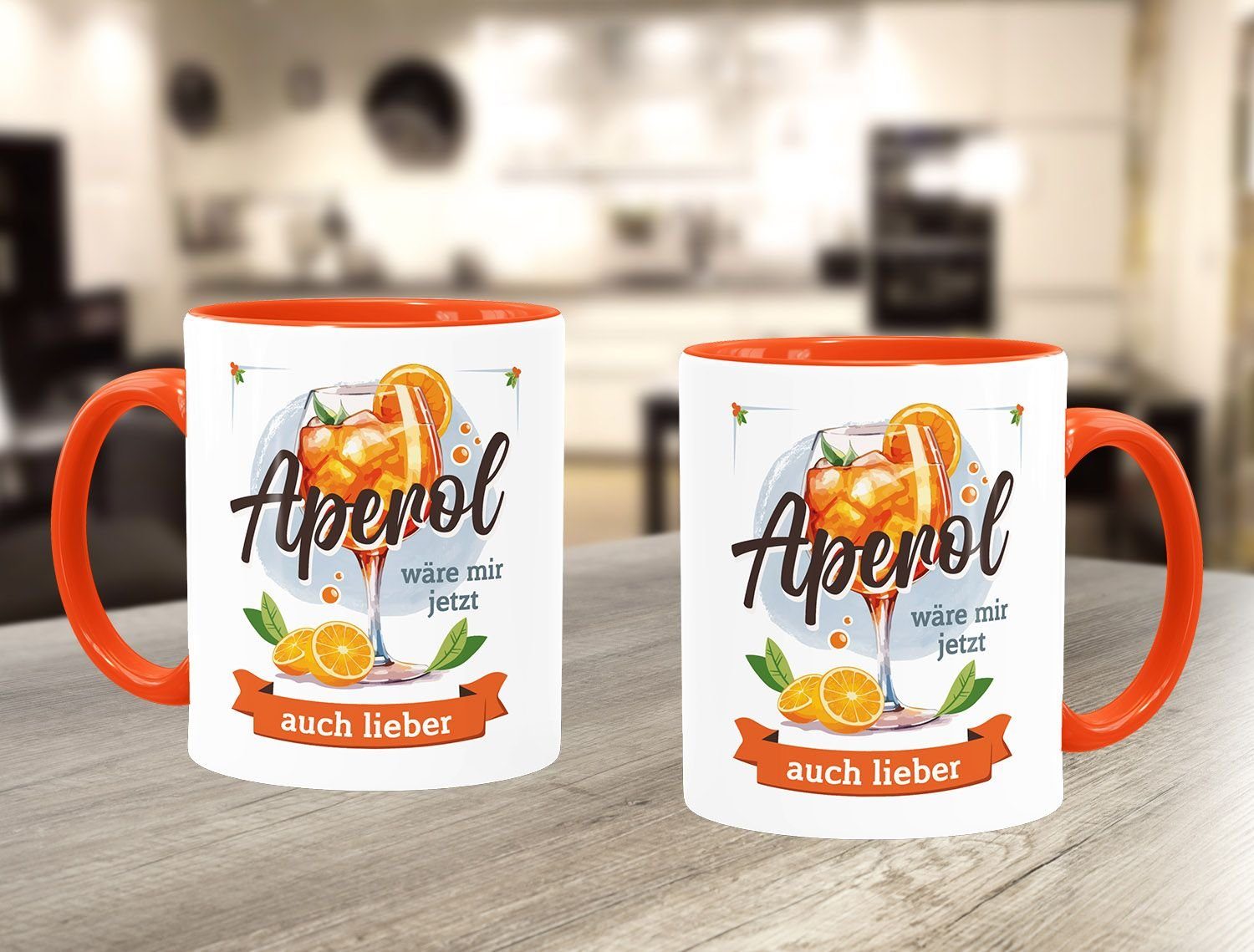MoonWorks Tasse Tasse mit Spruch Aperol wäre mir jetzt auch lieber Büro Alkohol, Keramik