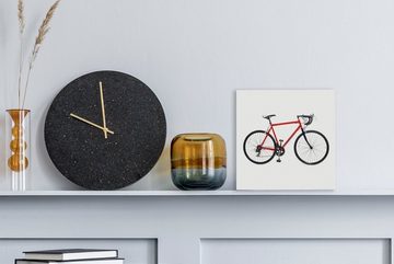 OneMillionCanvasses® Leinwandbild Fahrrad - Rot - Weiß - Rennrad, (1 St), Leinwand Bilder für Wohnzimmer Schlafzimmer