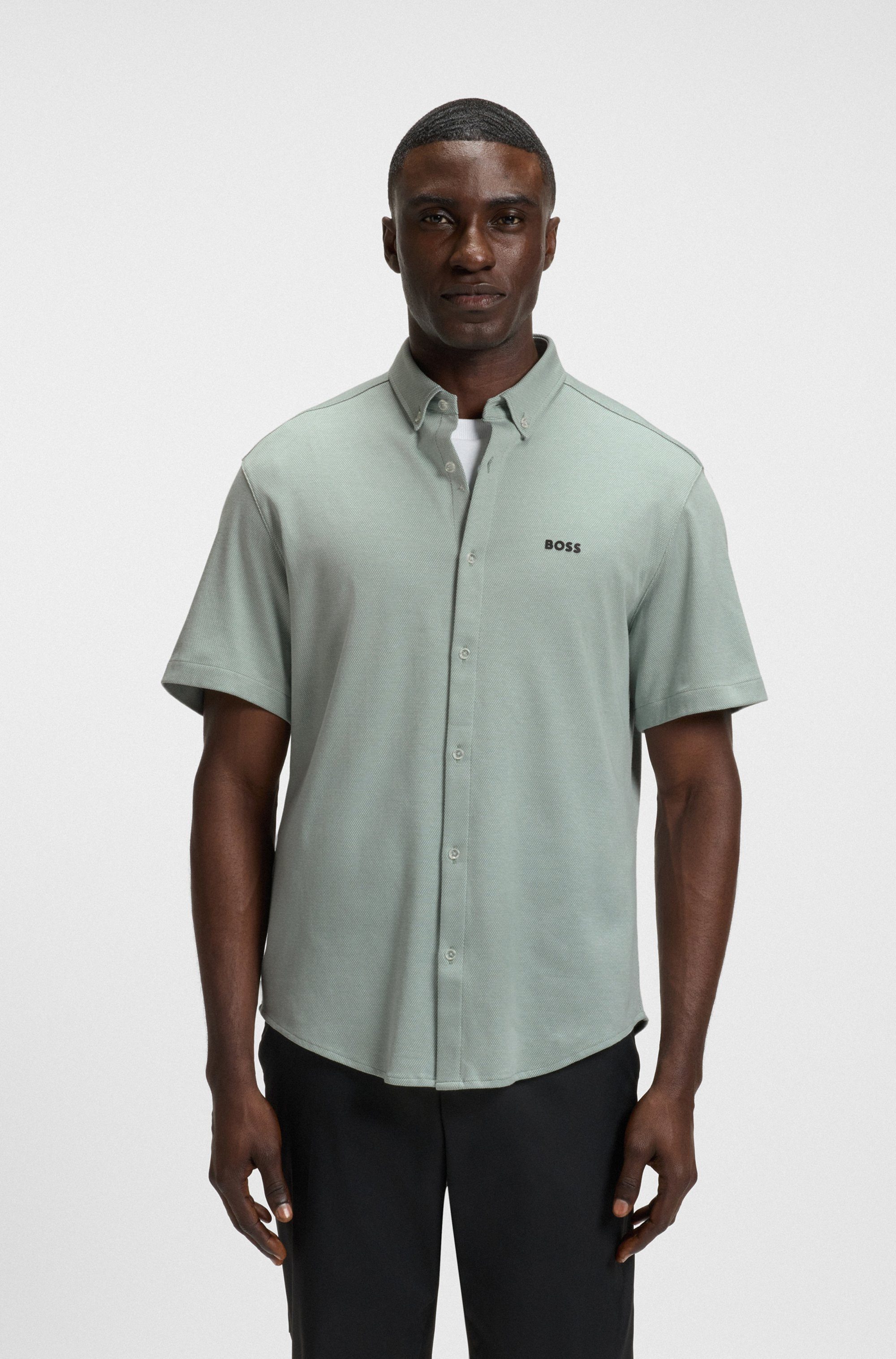 BOSS GREEN Kurzarmhemd B_MOTION_S mit Logoschriftzug günstig online kaufen
