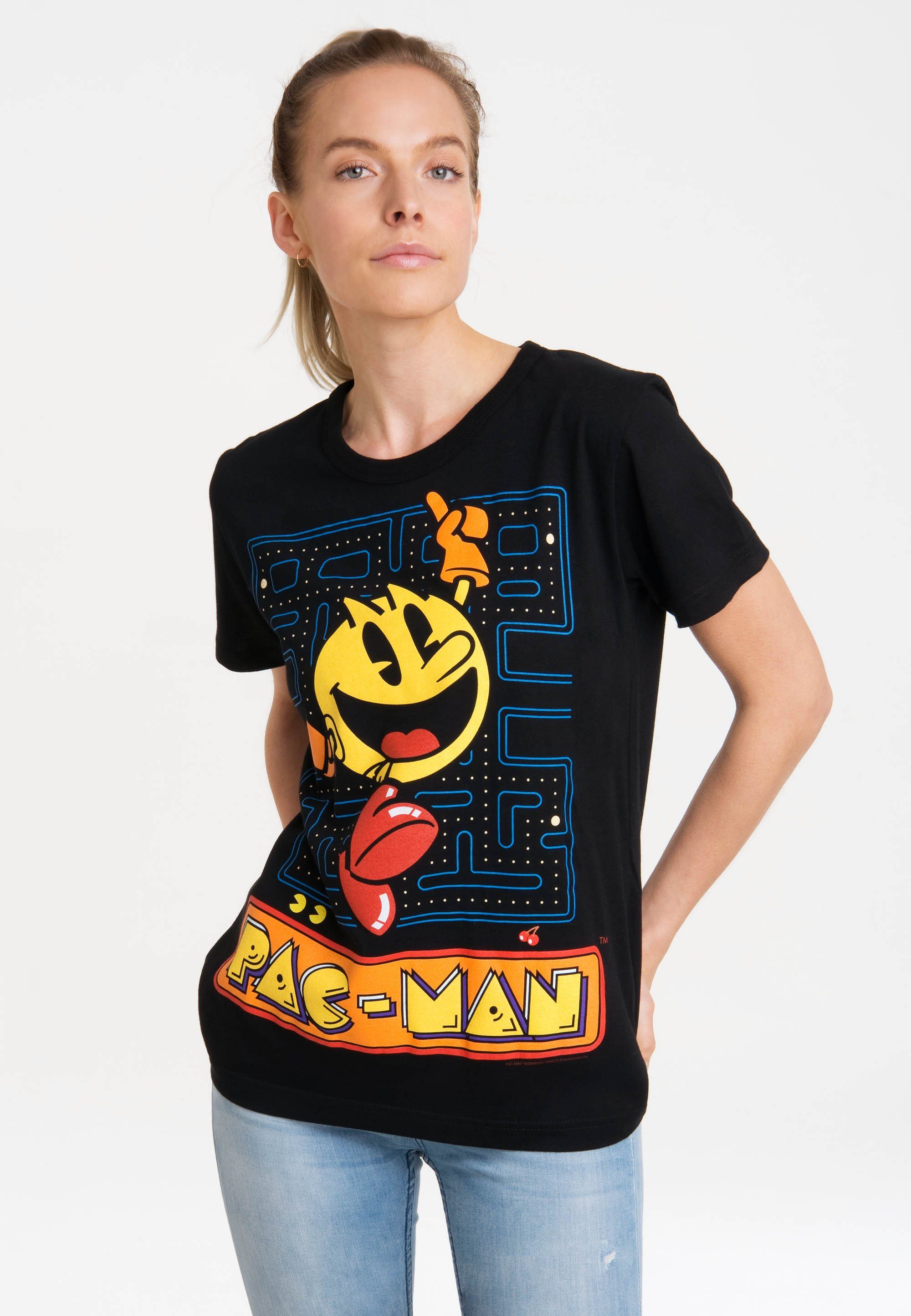 LOGOSHIRT T-Shirt Pac-Man – Jumping Print mit lizenziertem