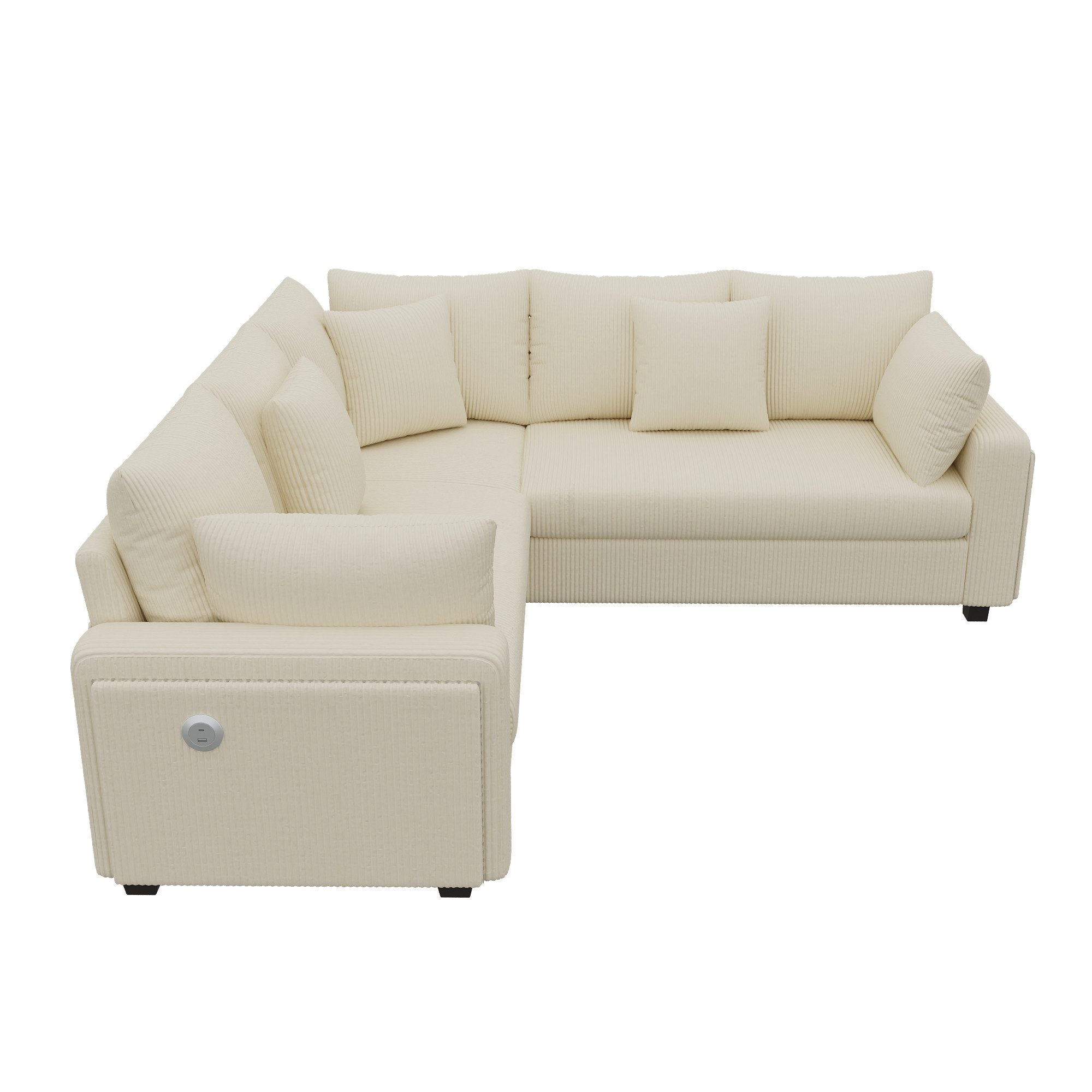 Ecksofa mit LED-Beleuchtung und USB- & USB-C-Ladeanschluss