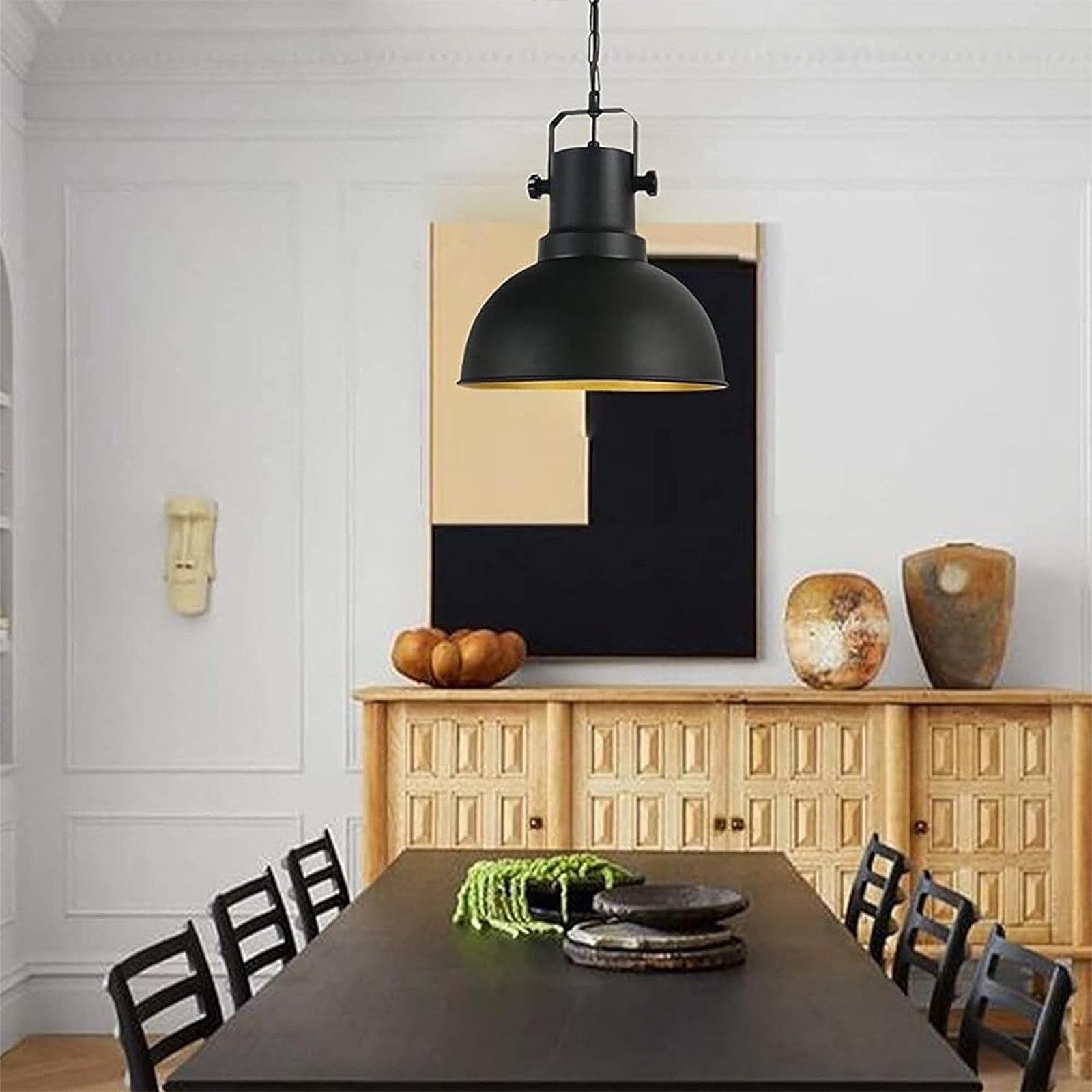 Bamyum Pendelleuchte Bamyum Pendelleuchte I Ilias I Schwarz Ø30 cm Metall E27 Lampe, ohne Leuchtmittel