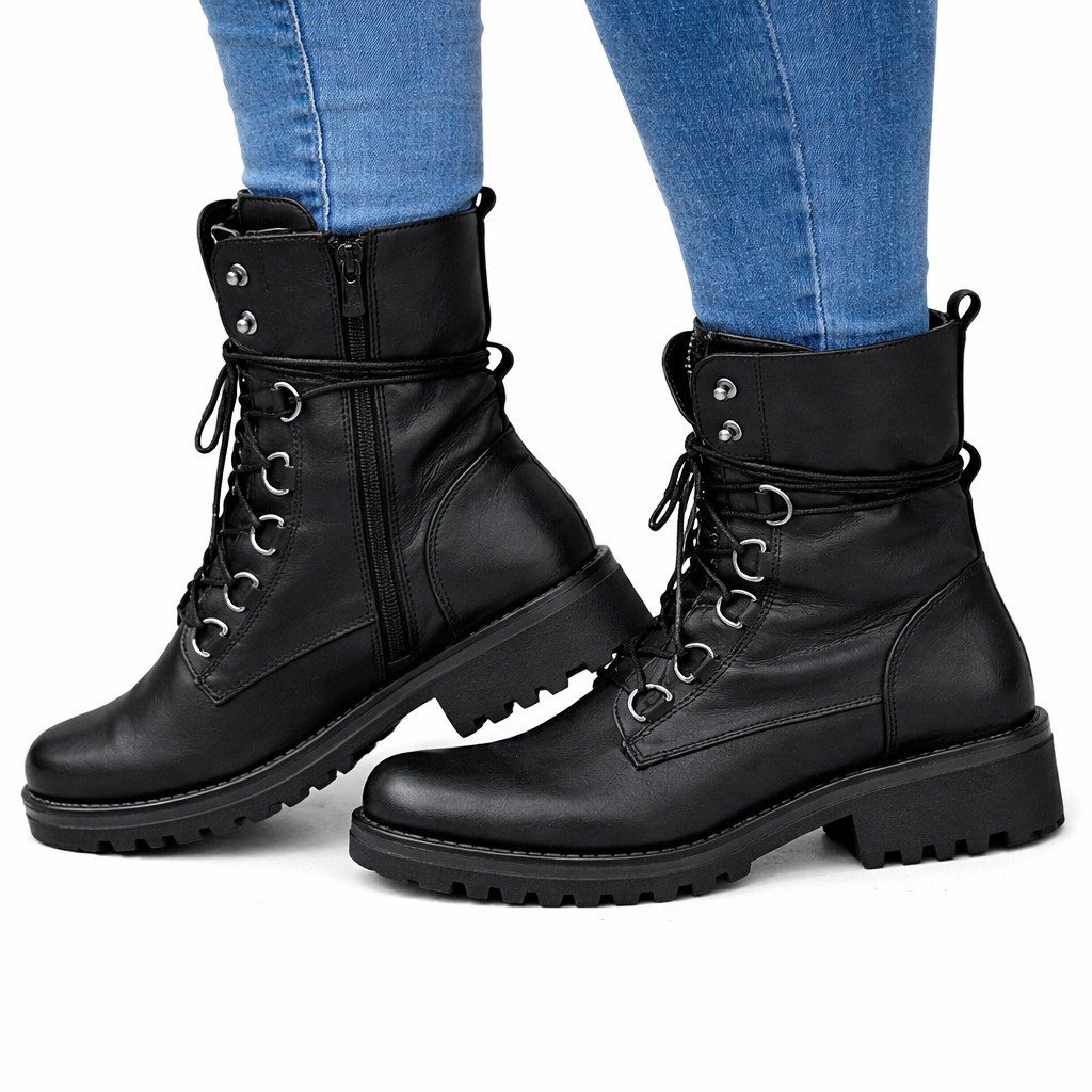 Pogolino ST601 Schnürboots Damen Schnürboots leicht gefüttert mit Reißverschluss