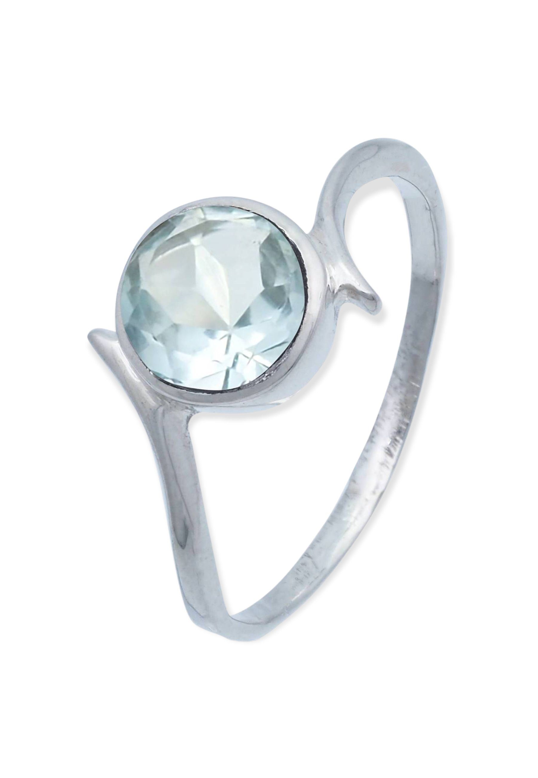 mantraroma Silberring 925er Silber mit Blau Topas facettiert