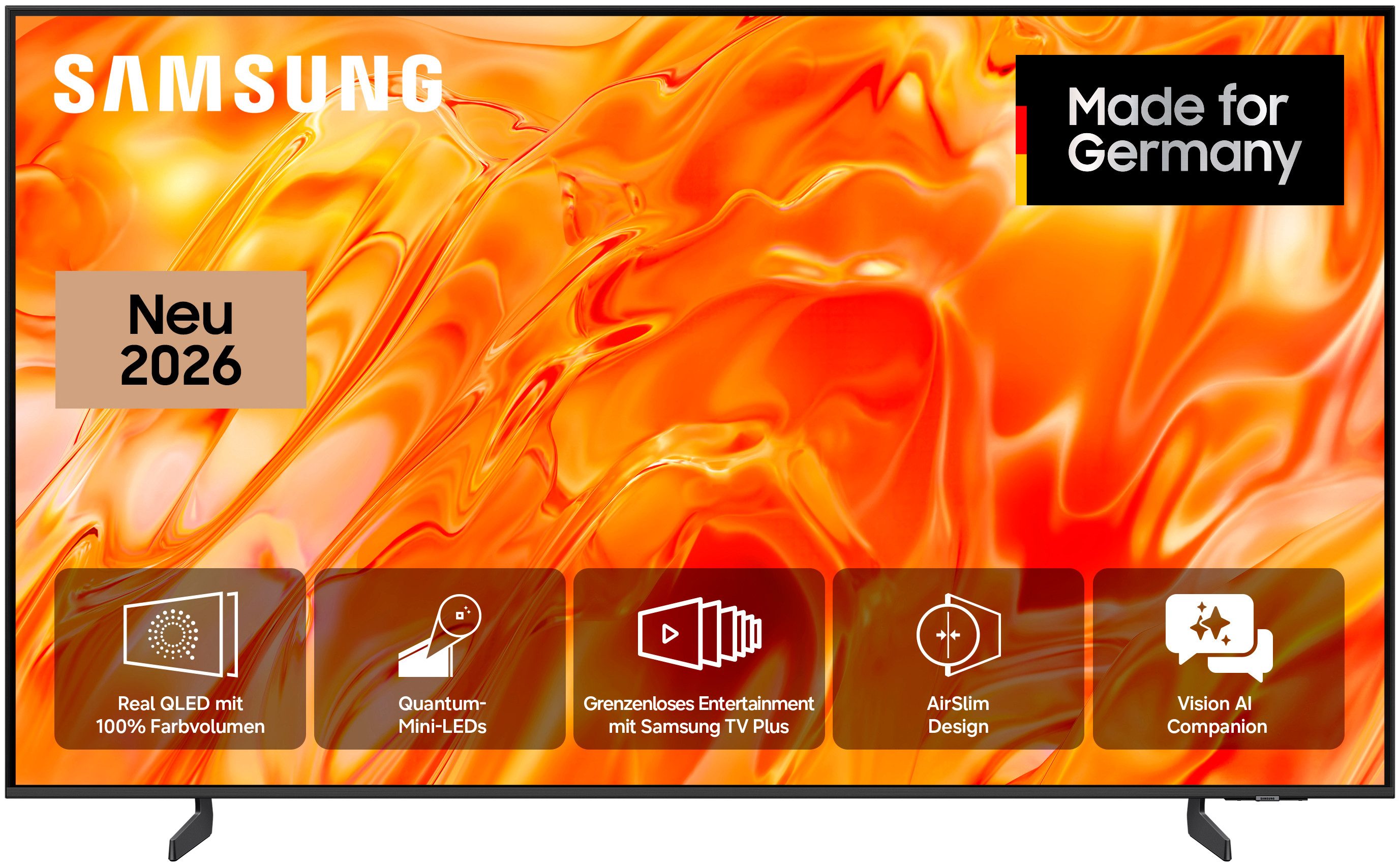 Samsung GQ85QN70HAU QLED-Fernseher (214 cm/85 Zoll, 4K Ultra HD, Smart-TV, Real QLED, Quantum-Mini-LEDs, Gaming Hub mit 144 Hz, Adaptive Sound)