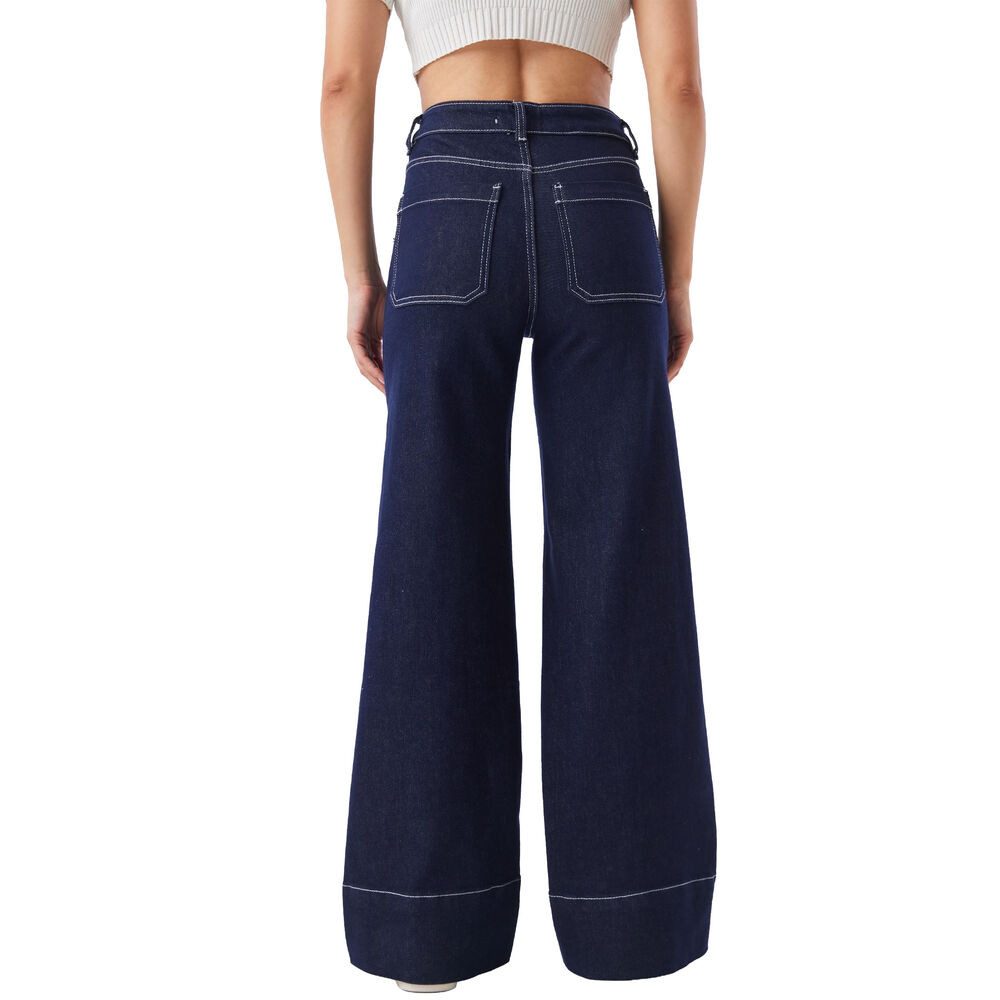 Ital-Design Weite Jeans Damen Freizeit (91279954) Stretch High Waist Jeans in Dunkelblau – Bild 3 von 4