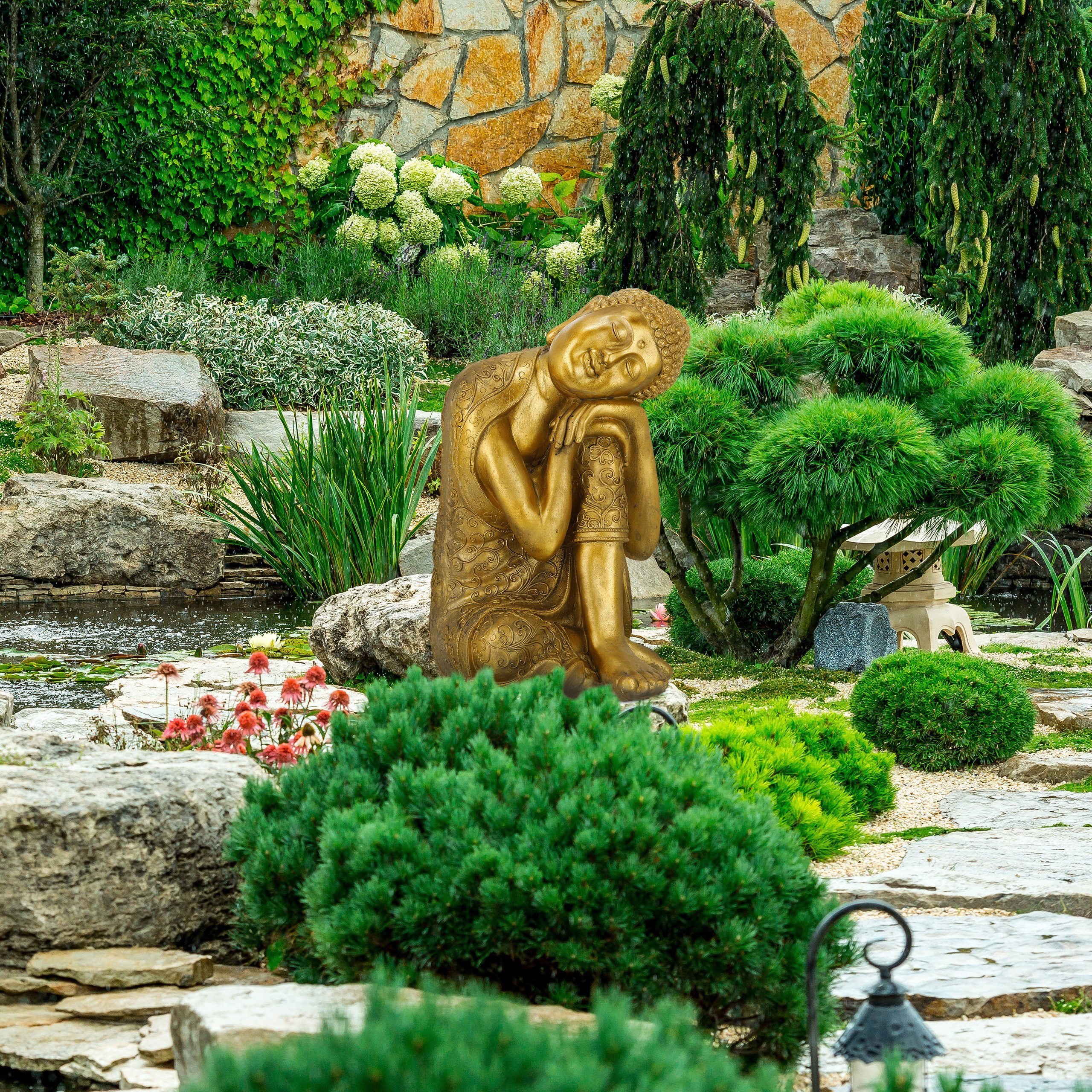relaxdays Buddhafigur Buddha Figur mit geneigtem Kopf 60 cm