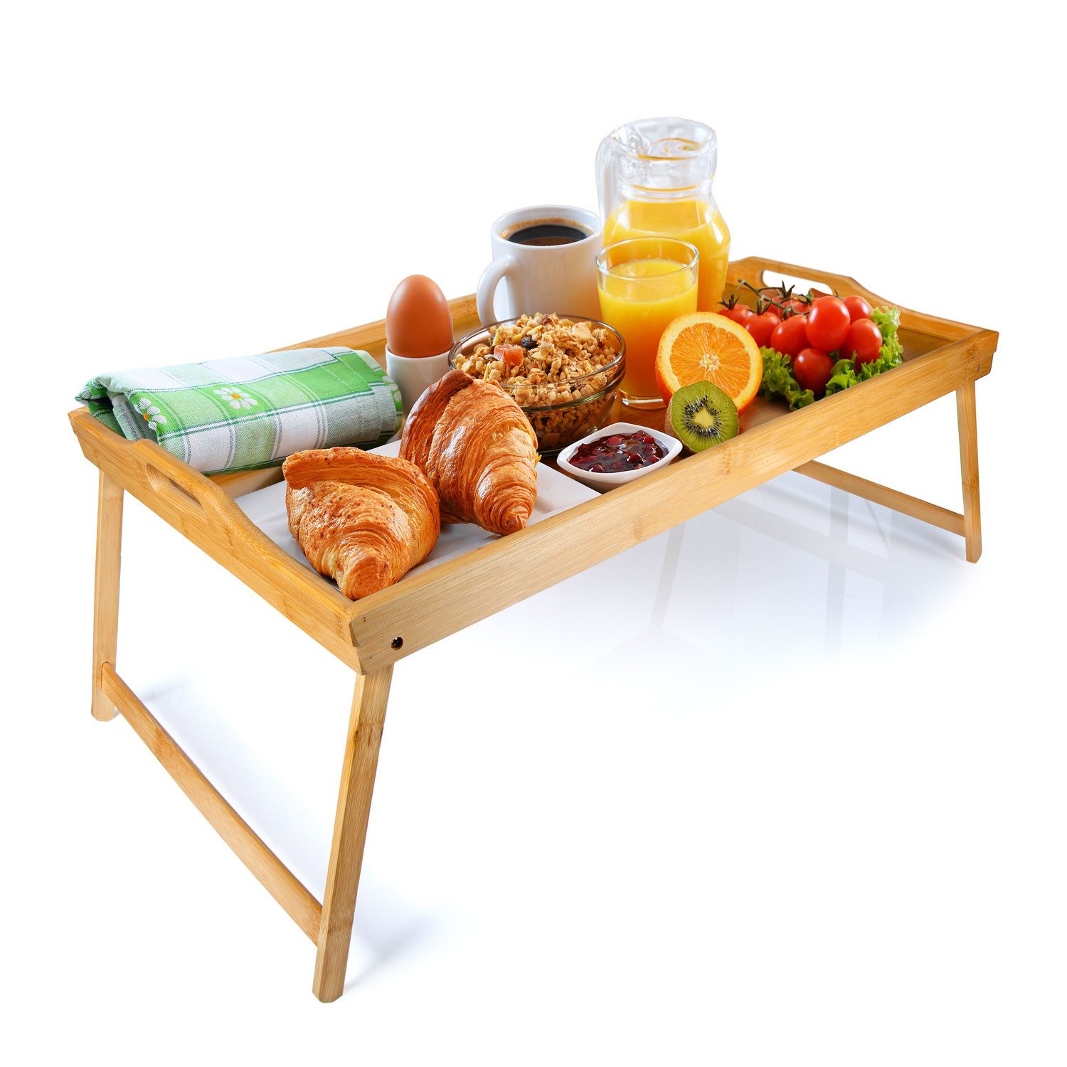 Dimono Tabletttisch Frühstückstablett Bambus Bett-Tablett, Serviertablett B günstig online kaufen