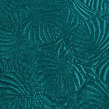 Tagesdecke Bettüberwurf LILI aus Samt, in einem Muster aus Seerosenblättern, Eurofirany, Samt, Größe 240x220 oder 280x260, Farbe Türkis