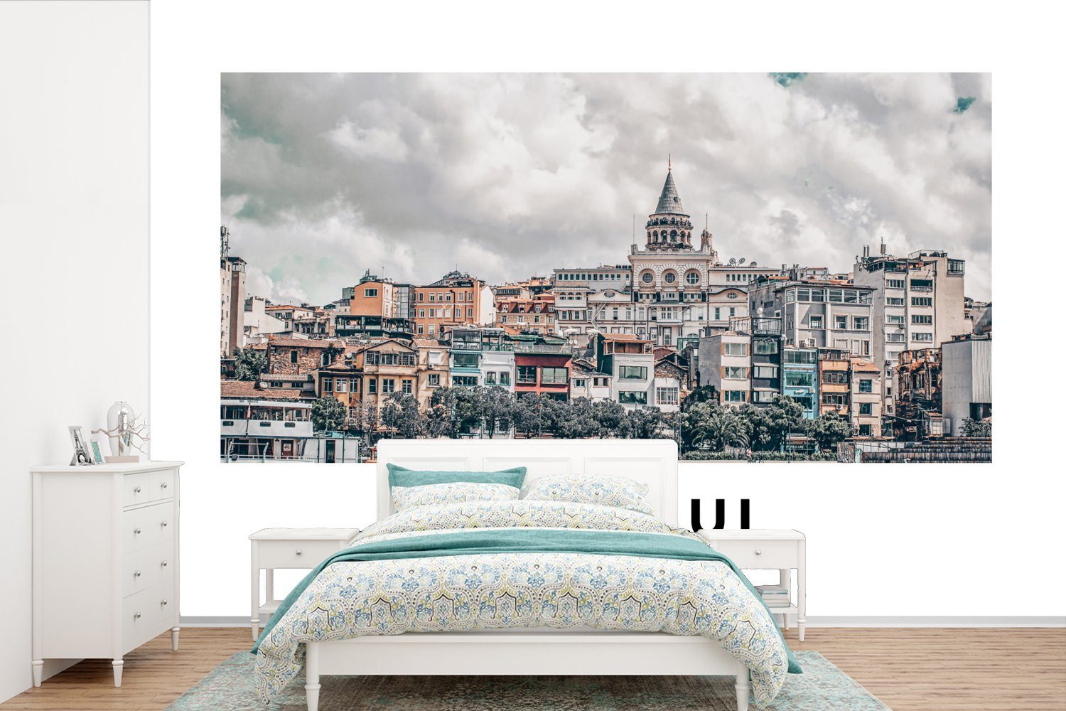 Matt, MuchoWow Istanbul - bedruckt, Tapete Wallpaper Türkei St), Architektur, Kinderzimmer, für Schlafzimmer, - Fototapete (6 Wohnzimmer, Vinyl