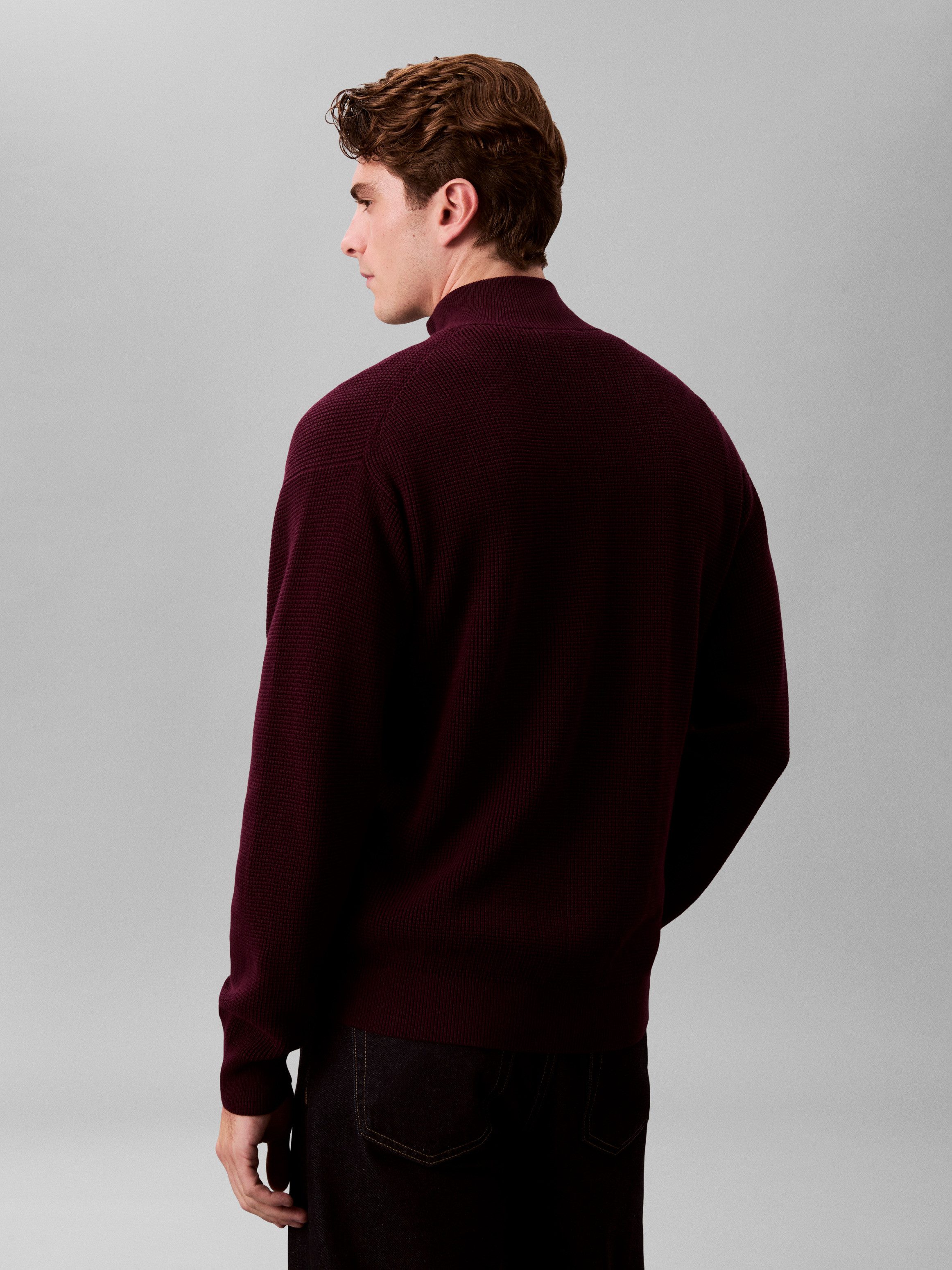 Calvin Klein Jeans Strickpullover Troyerkragen mit Reißverschluss, Regular Fit