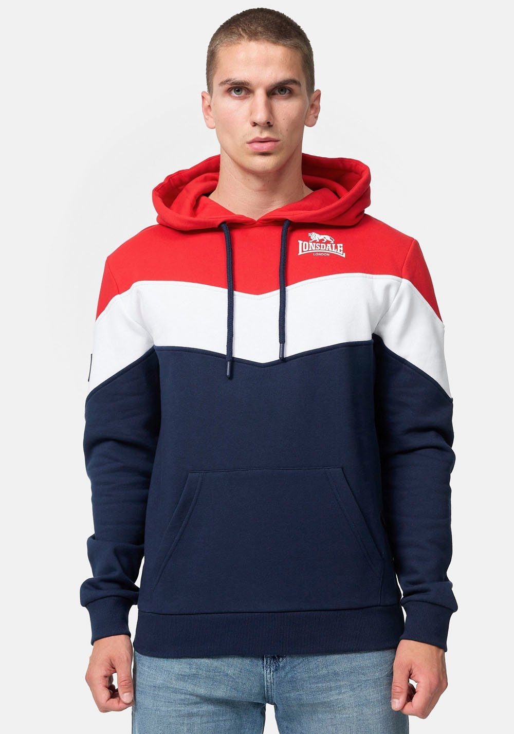 Kapuzensweatshirt Lonsdale Navy/Red/White