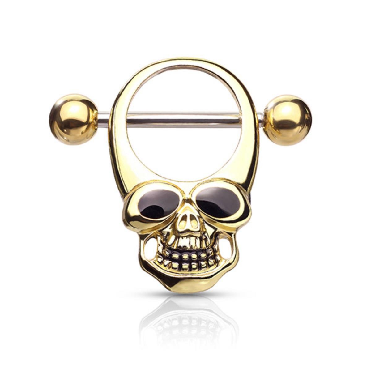 Order & Smile Schmuck Brustwarzenpiercing Brustwarzenpiercing „Totenkopf“: Nippelpiercing Schild 316L