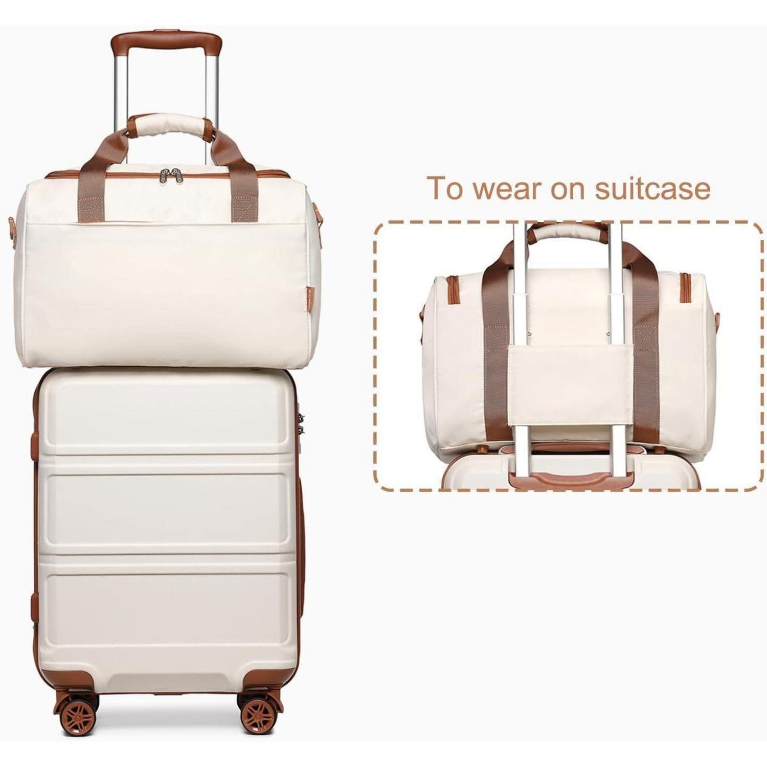 LuxusKollektion Kofferset Handgepäck-Koffer Trolley Set 2-teilig, Cremeweiß, Ryanair Reisetasche