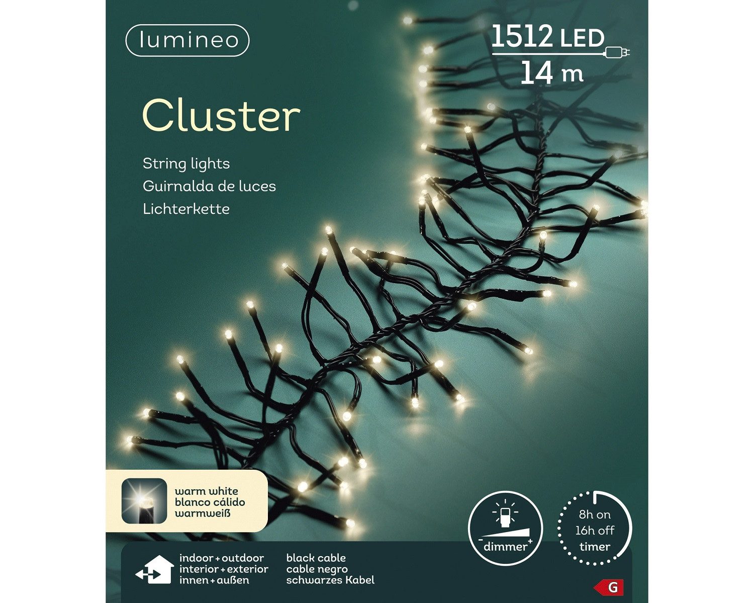 Kaemingk LED-Lichterkette LED Clusterbeleuchtung Outdoor L.1400cm 1512L schwarz/warmes weiß