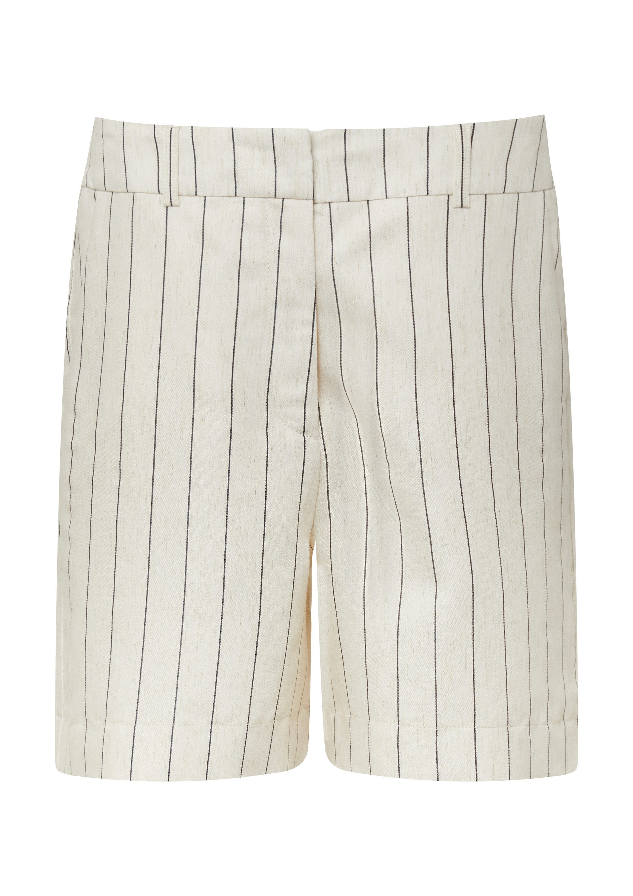 comma Shorts Hose Gestreifte Shorts aus Leinenmix