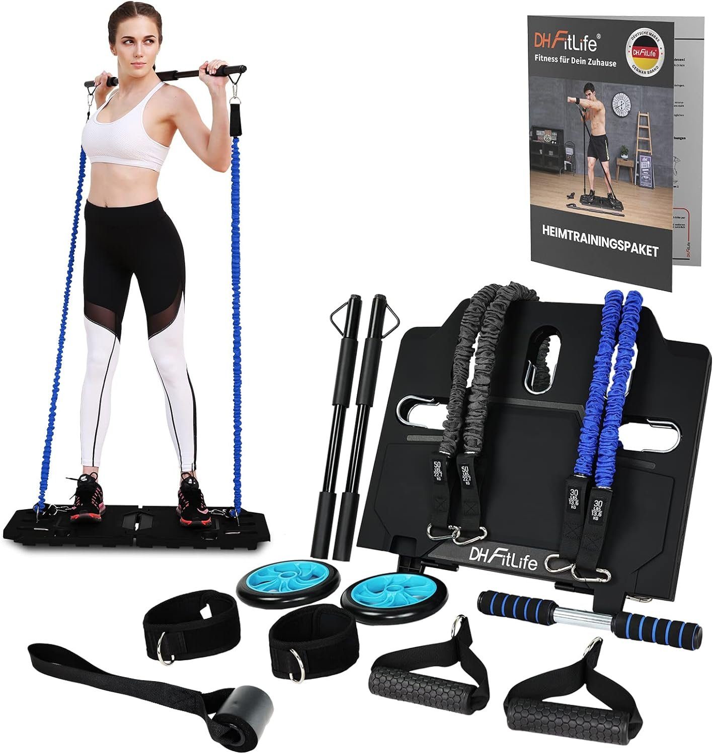 Trainingsbänder Vollständiges Heimtrainingspaket, klappbare Fitnessgeräte für Zuhause