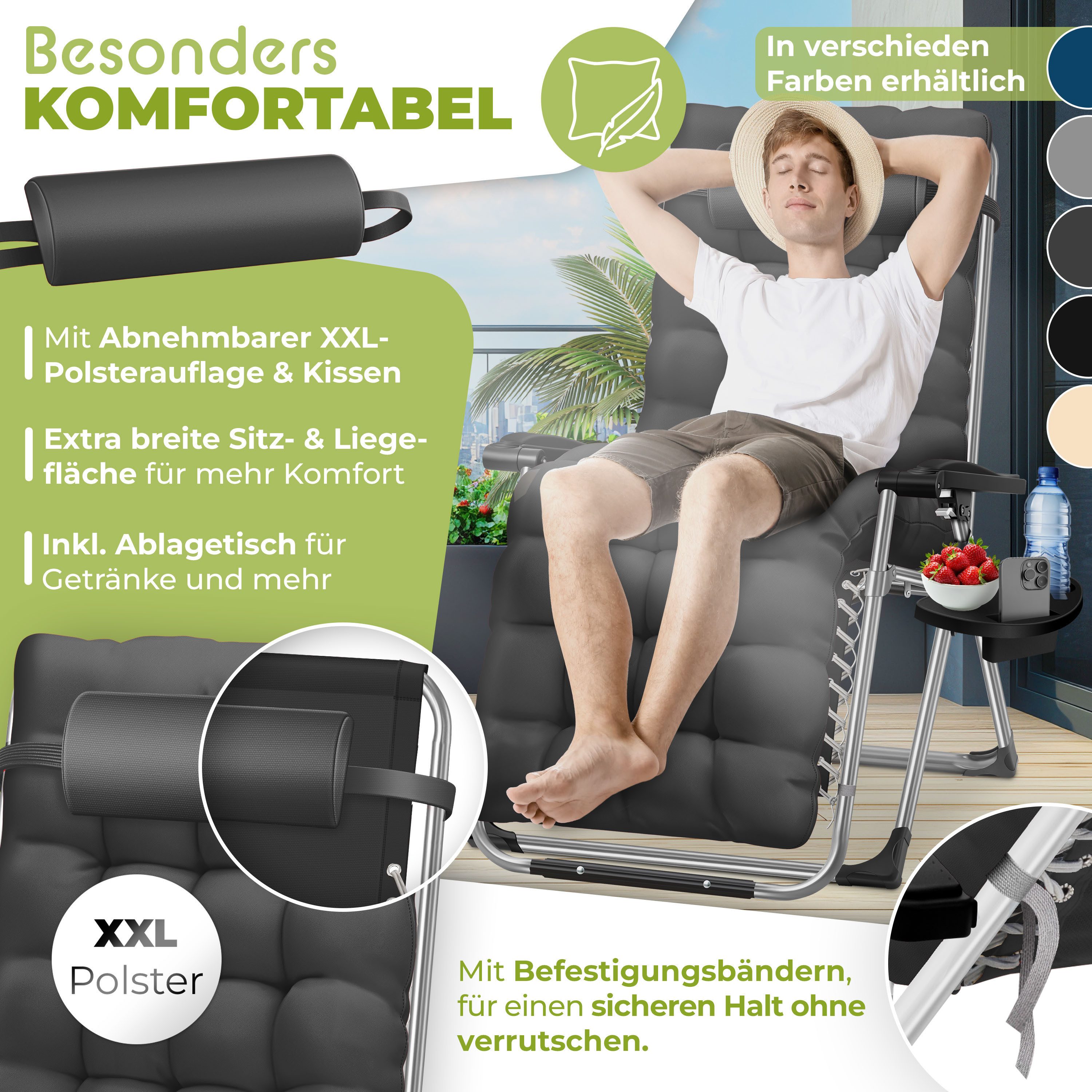 KESSER Gartenliege, Sonnenliege Liegestuhl Klappbar + günstig online kaufen