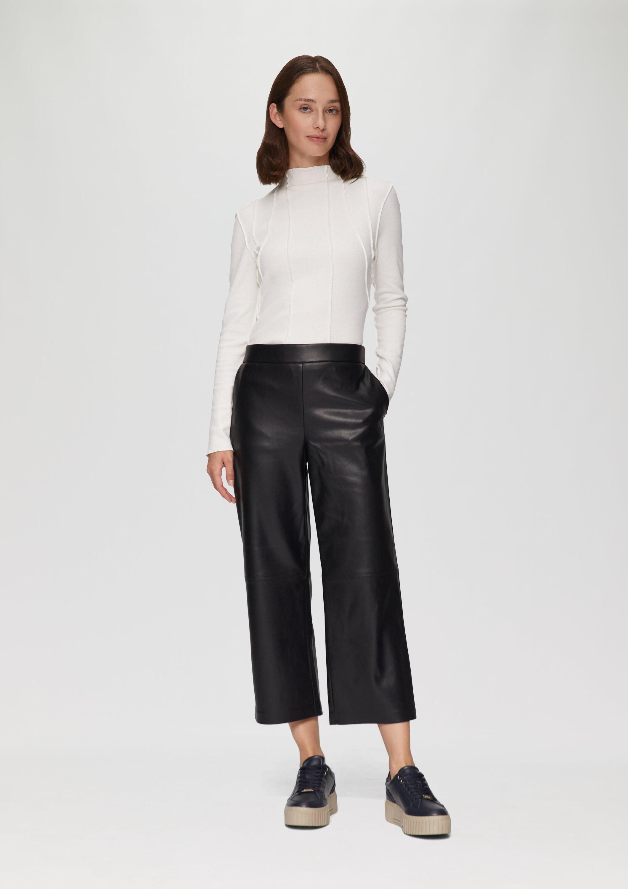 s.Oliver Culotte Hose Culotte aus Lederimitat mit Nahtdetails günstig online kaufen