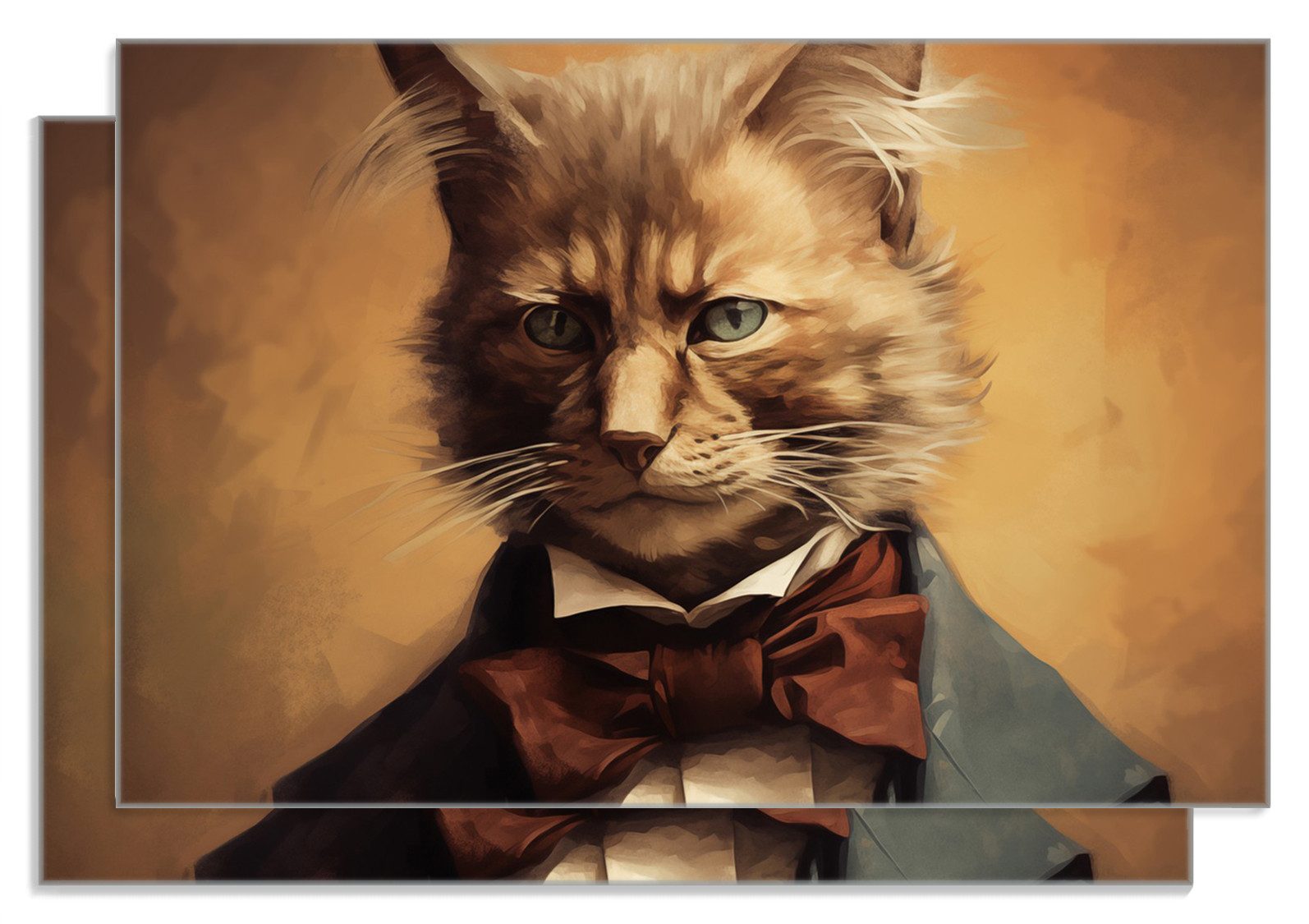 Wallario Frühstücksbrett Katze im Anzug, ESG-Sicherheitsglas, (inkl. rutschfester Gummifüße 4mm, 2-St), 20x30cm