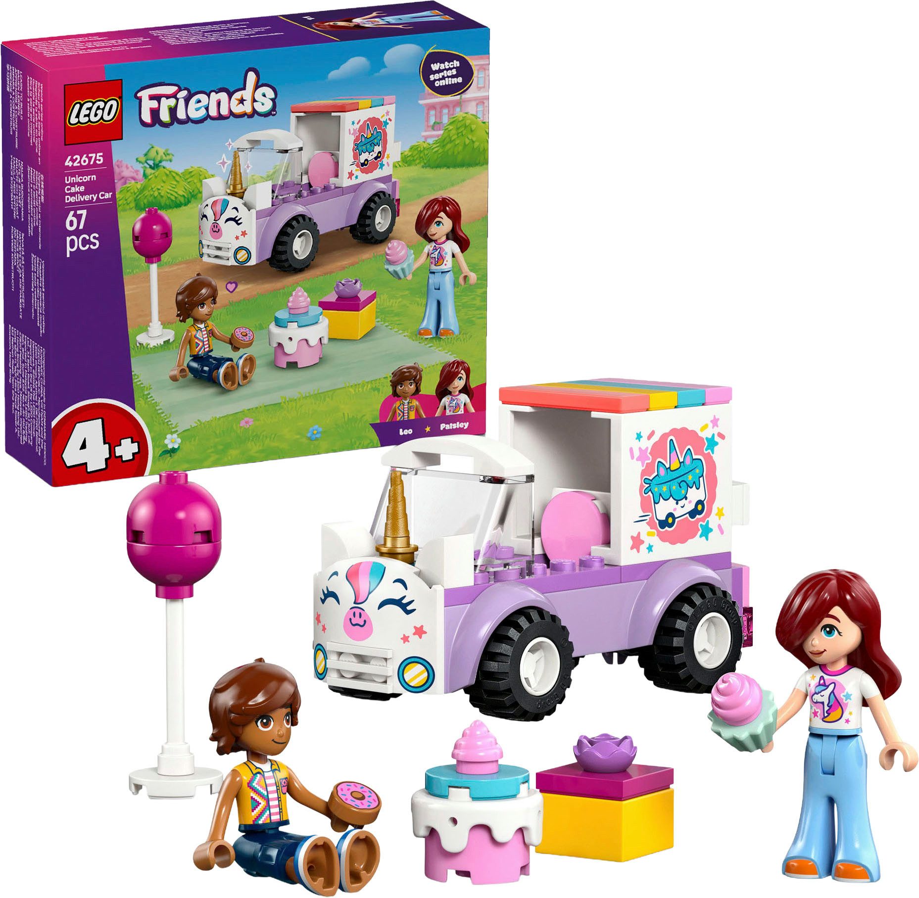 LEGO® Einhorn-Kuchenlieferwagen (42675), LEGO Friends Konstruktionsspielsteine, (67 St), Made in Europe