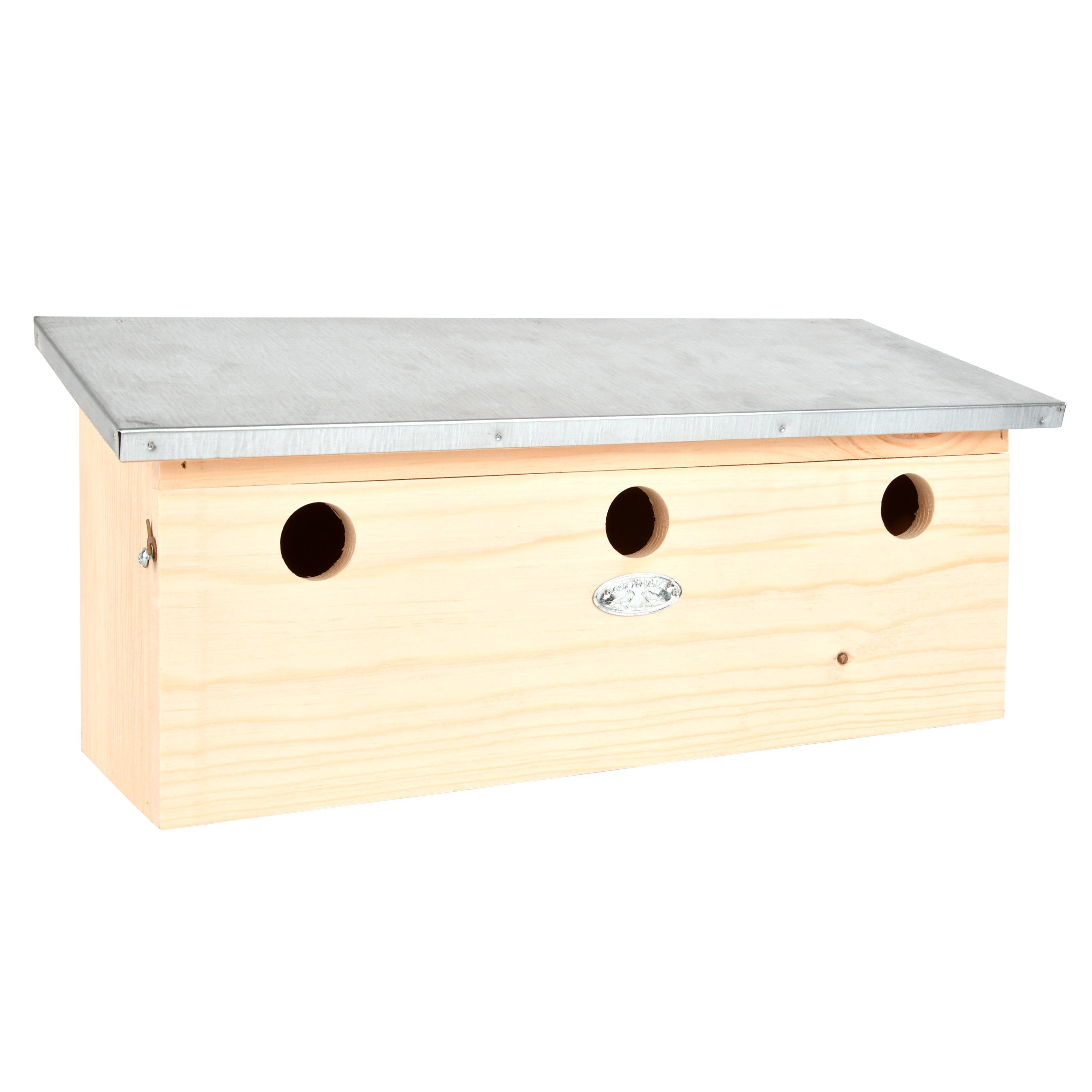 esschert design Nistkasten Spatzenvilla horizontal Vögel Familien Kiefernholz Zink Vogelhaus