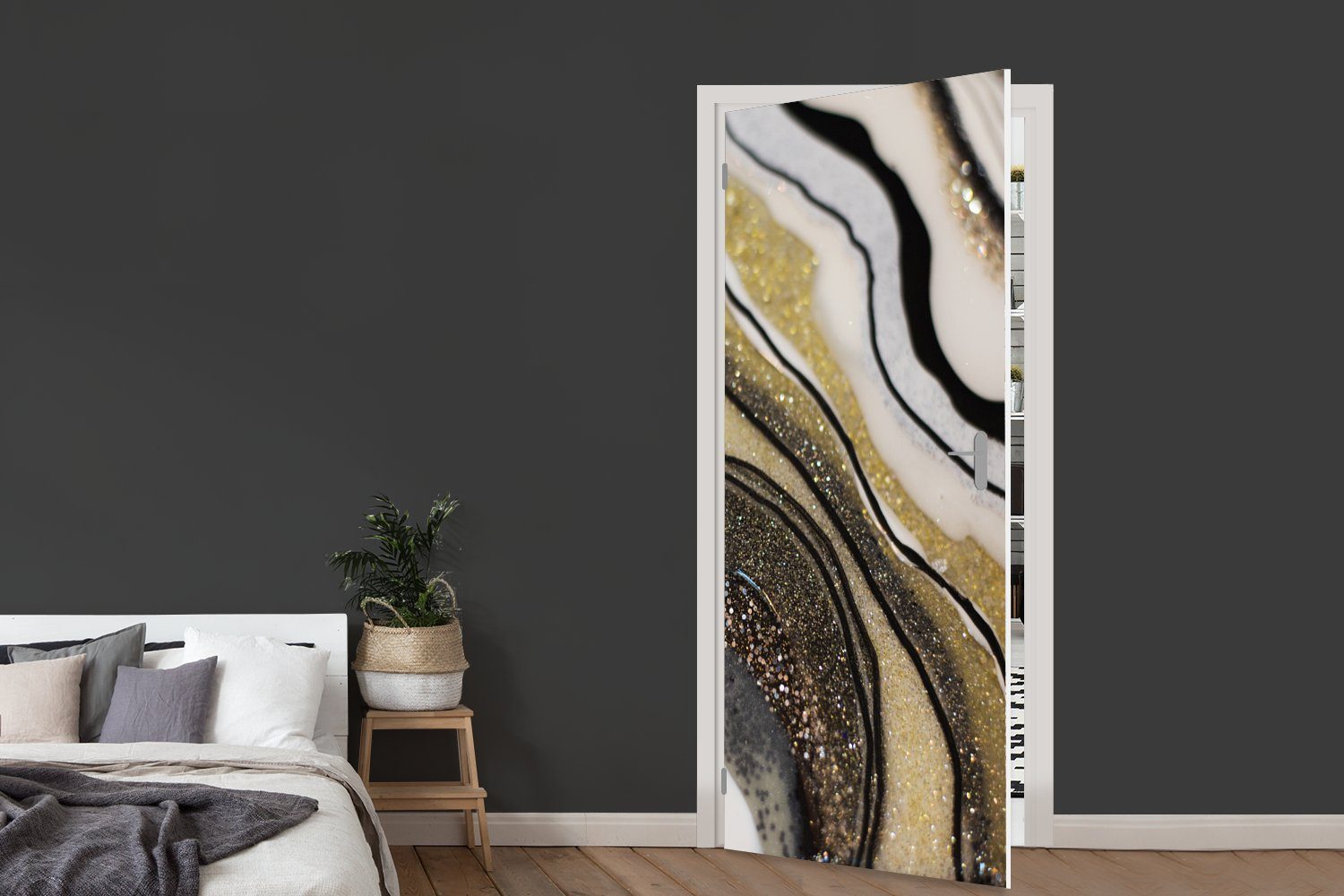 (1 St), Fototapete 75x205 cm Marmor Türaufkleber, für Abstrakt Edelstein Tür, - MuchoWow Matt, bedruckt, Türtapete Natur, - -