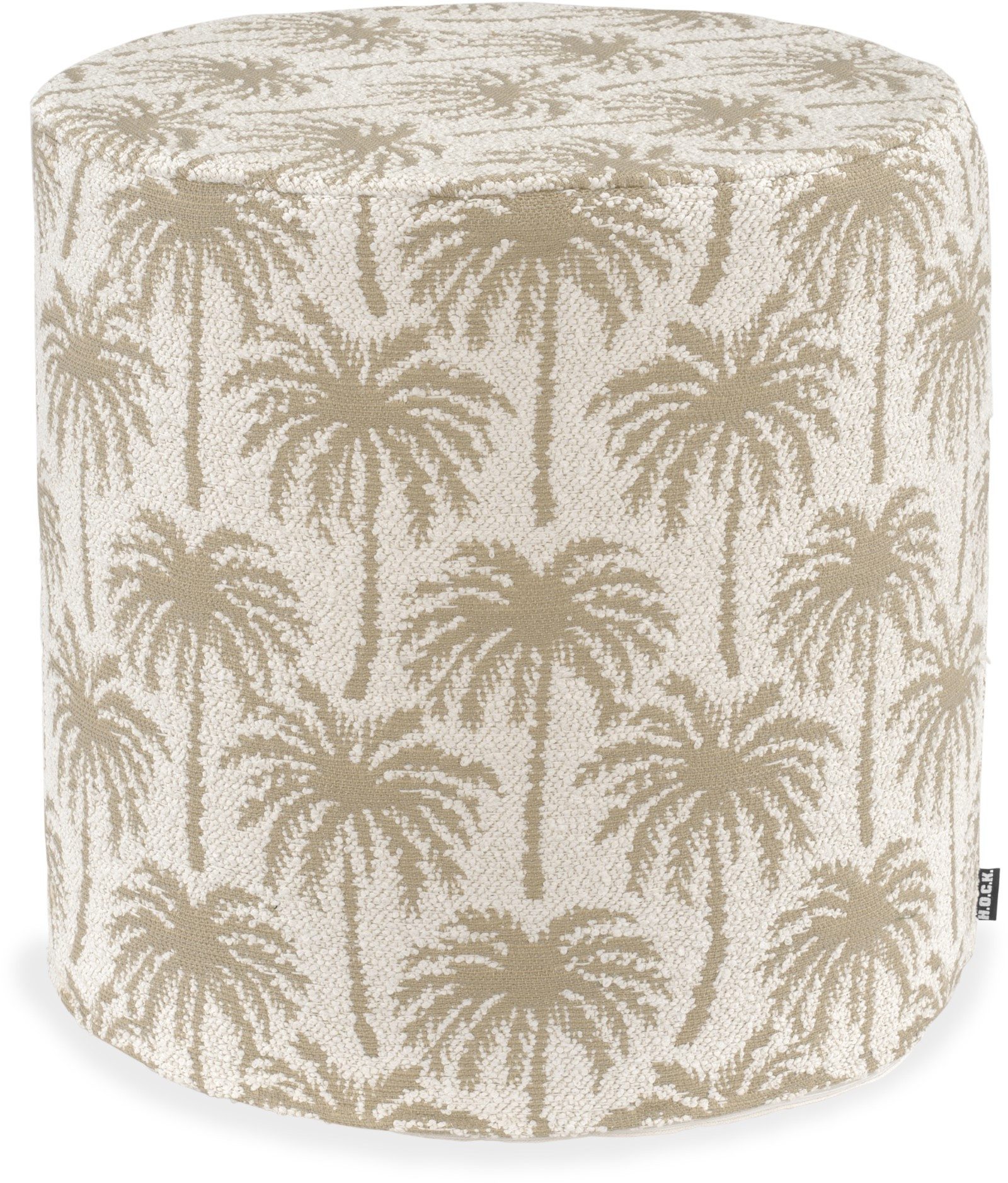 H.O.C.K. Sitzhocker H.O.C.K. Vamosa Palms Outdoor Hocker ø40x45cm rund natur taupe Palmen, Hocker, Sitzhocker, Pouf Hocker, Barhocker - wetterfest, vielseitig