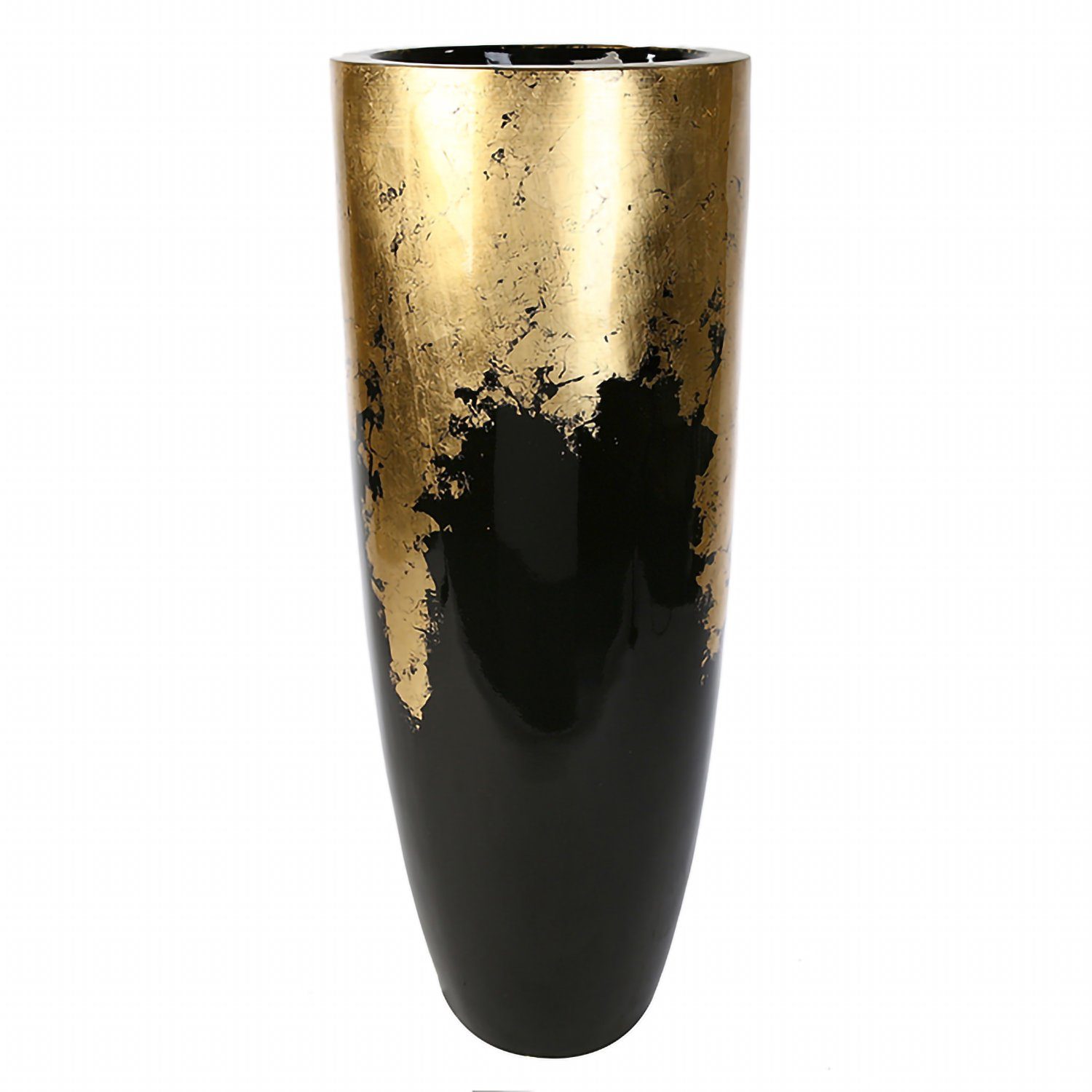 GILDE Übertopf GILDE Pflanzgefäß Konus - gold-schwarz - H. 100cm x D. 39cm (1 Stück)