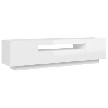 vidaXL TV-Schrank TV-Schrank mit LED-Leuchten Hochglanz-Weiß 160x35x40 cm Lowboard