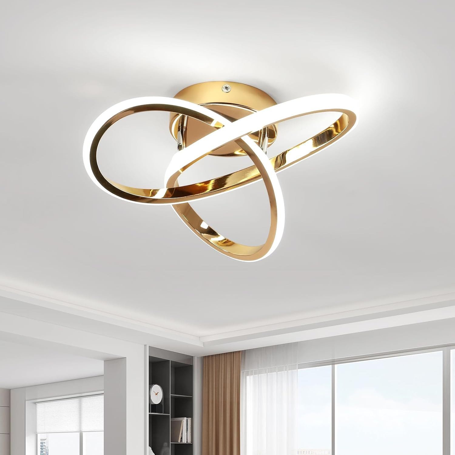 Goeco Deckenleuchte Goldene LED Lampe, Kleeblatt günstig online kaufen