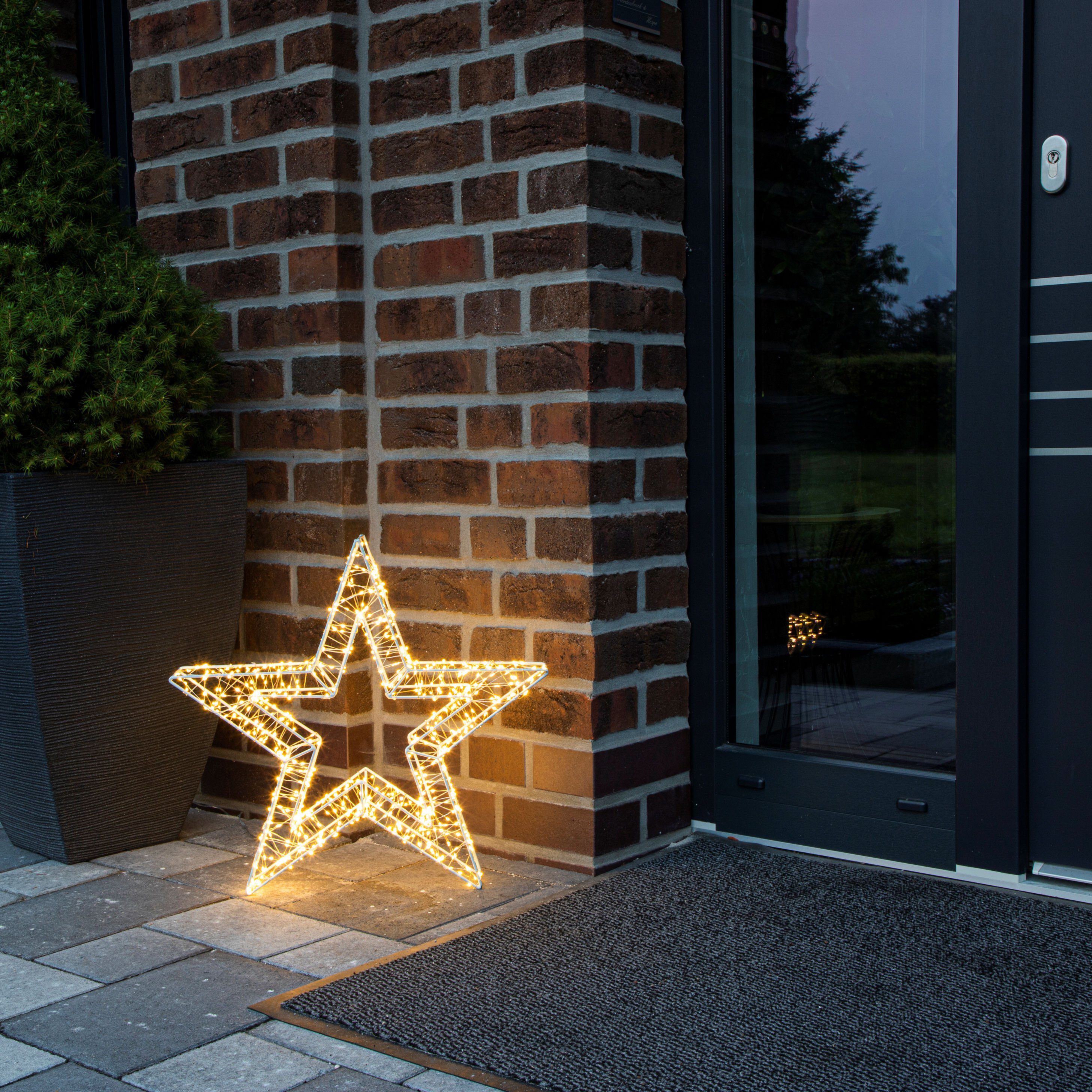 Spetebo Dekostern LED Metall Stern weiß 52 cm - 800 LED, 1 St., Weihnachts Garten Deko Beleuchtung für Außen