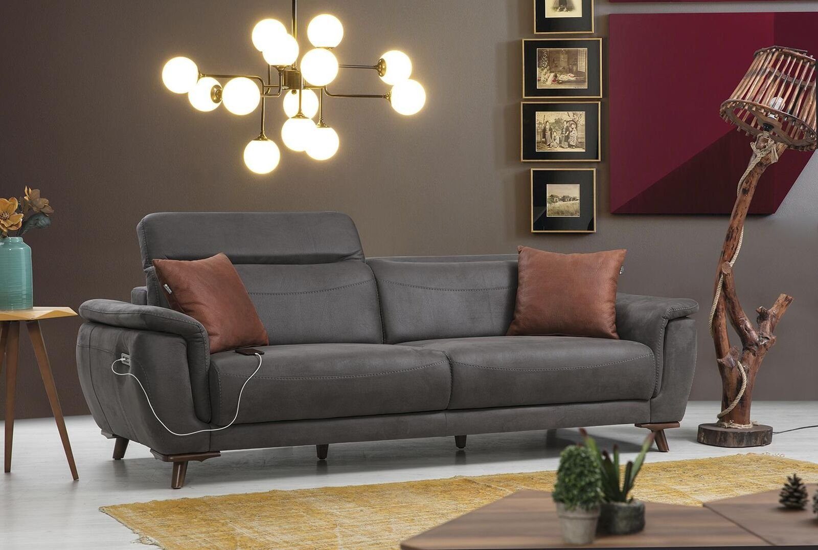 Made Luxus, JVmoebel Set Modern Sessel Dreisitzer Sessel), Wohnzimmer + Wohnzimmer-Set Sofa Couch Nur in Sofa 3 Europa (3-St., Sitzer 2x