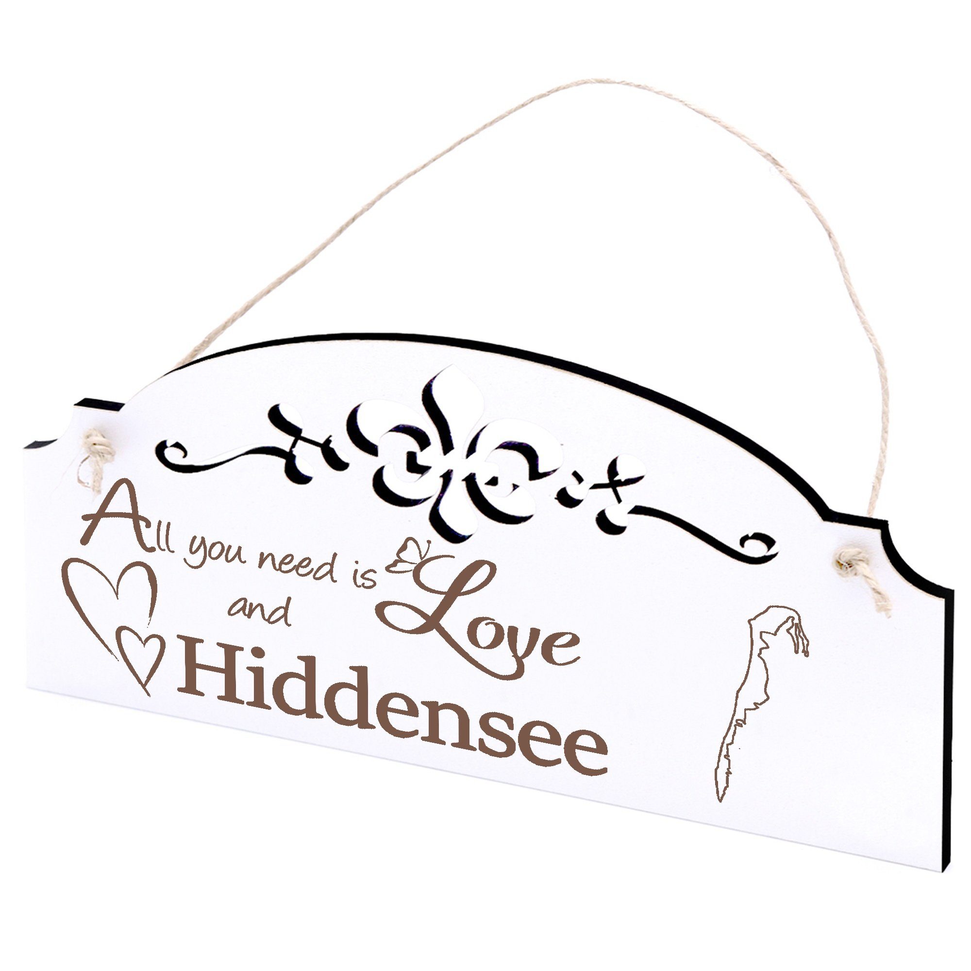 Dekolando Hängedekoration Insel Deko need All Hiddensee Love you is 20x10cm