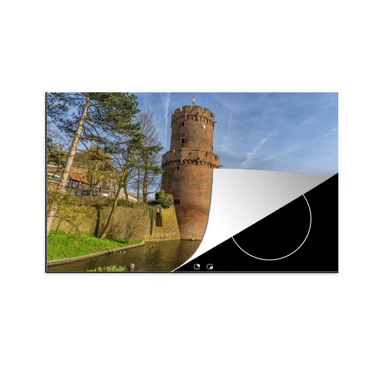 tlg), Ceranfeldabdeckung - Vinyl, küche, Nijmegen cm, Induktionskochfeld (1 Herdblende-/Abdeckplatte für Turm 81x52 - Park, Schutz MuchoWow die
