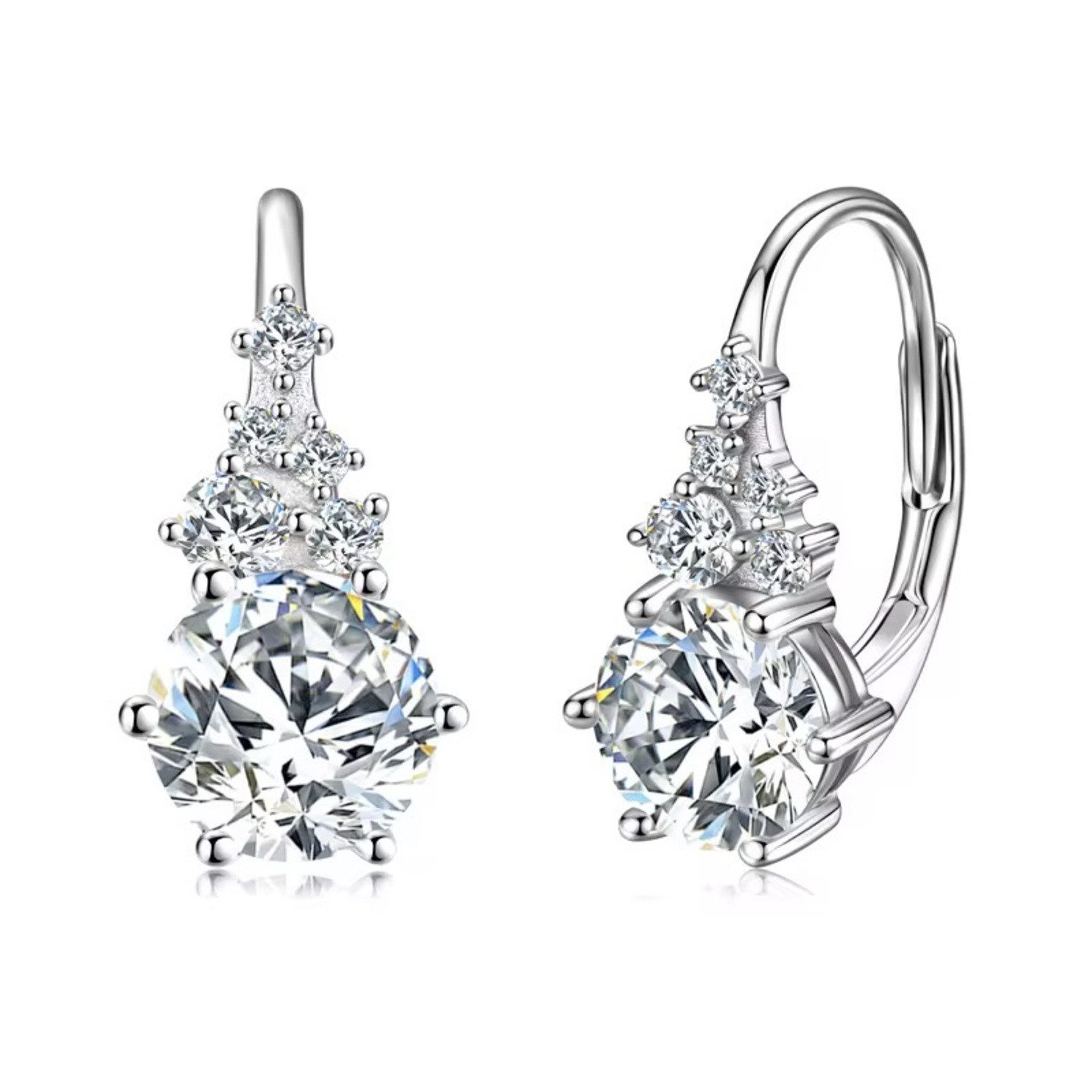 Paar Creolen Moissanit Damen Creolen Ohrringe 1,0ct 18K Gold -925 Sterling Silber