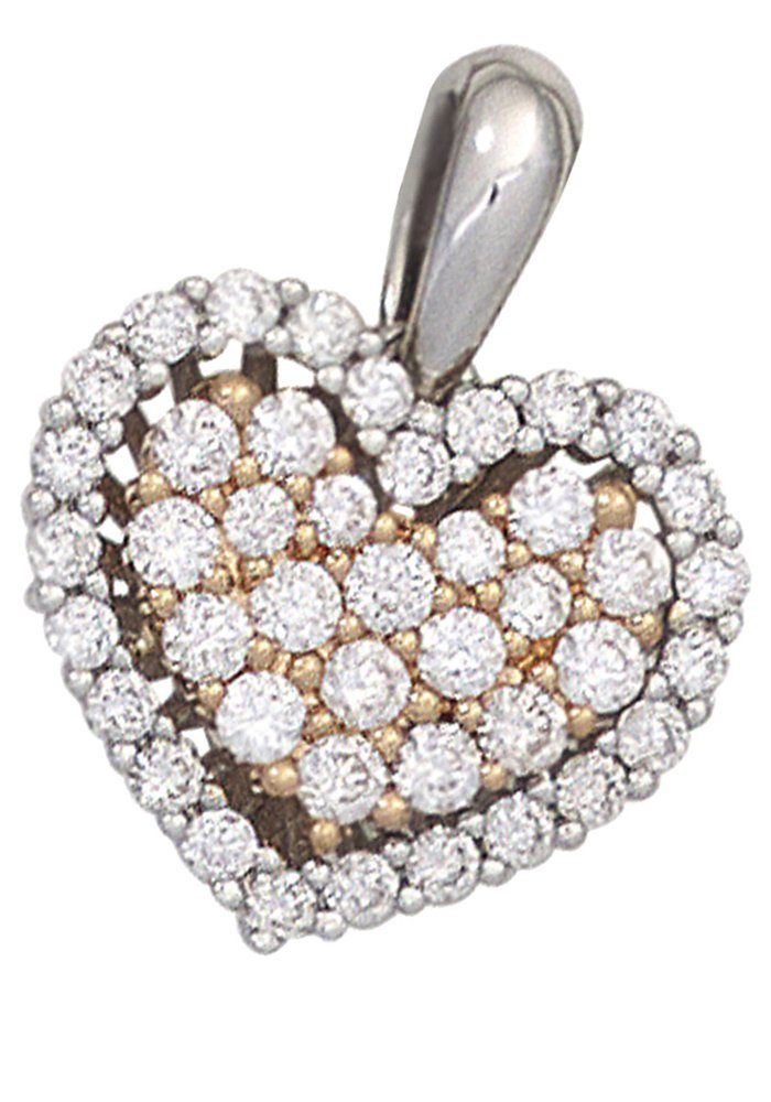 Diamanten bicolor 585 43 Herz, Gold Anhänger Herzanhänger mit JOBO