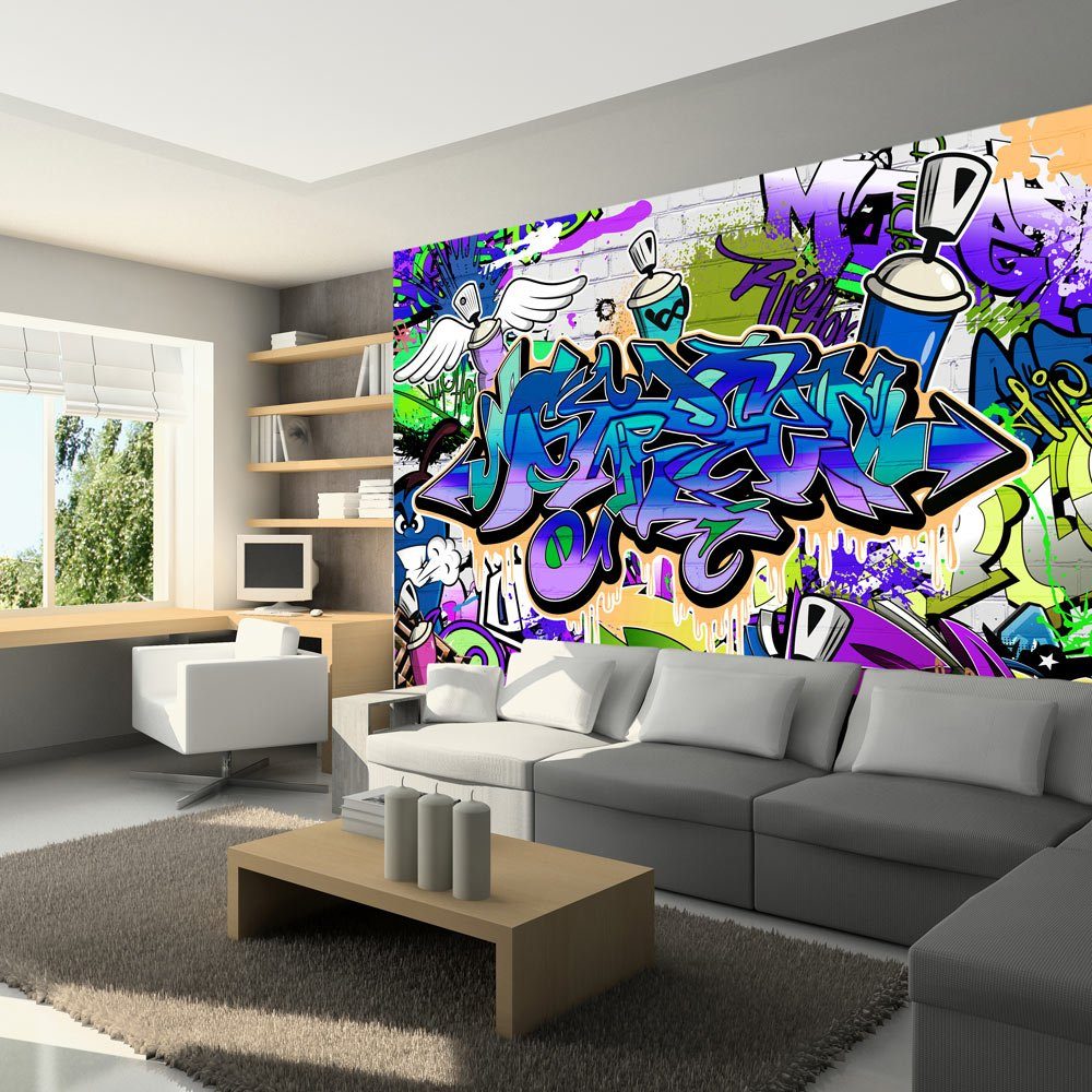 KUNSTLOFT violet m, Design 1x0.7 halb-matt, Vliestapete Tapete Graffiti: theme lichtbeständige