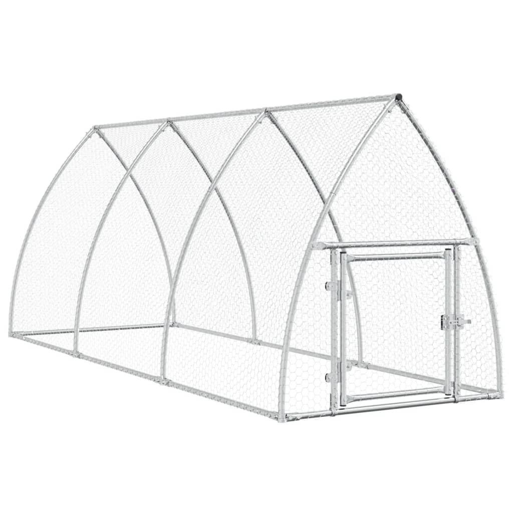 Hühnerstall Hühnerkäfig Silbern 300x105x120 cm Verzinkter Stahl Hühnerstall