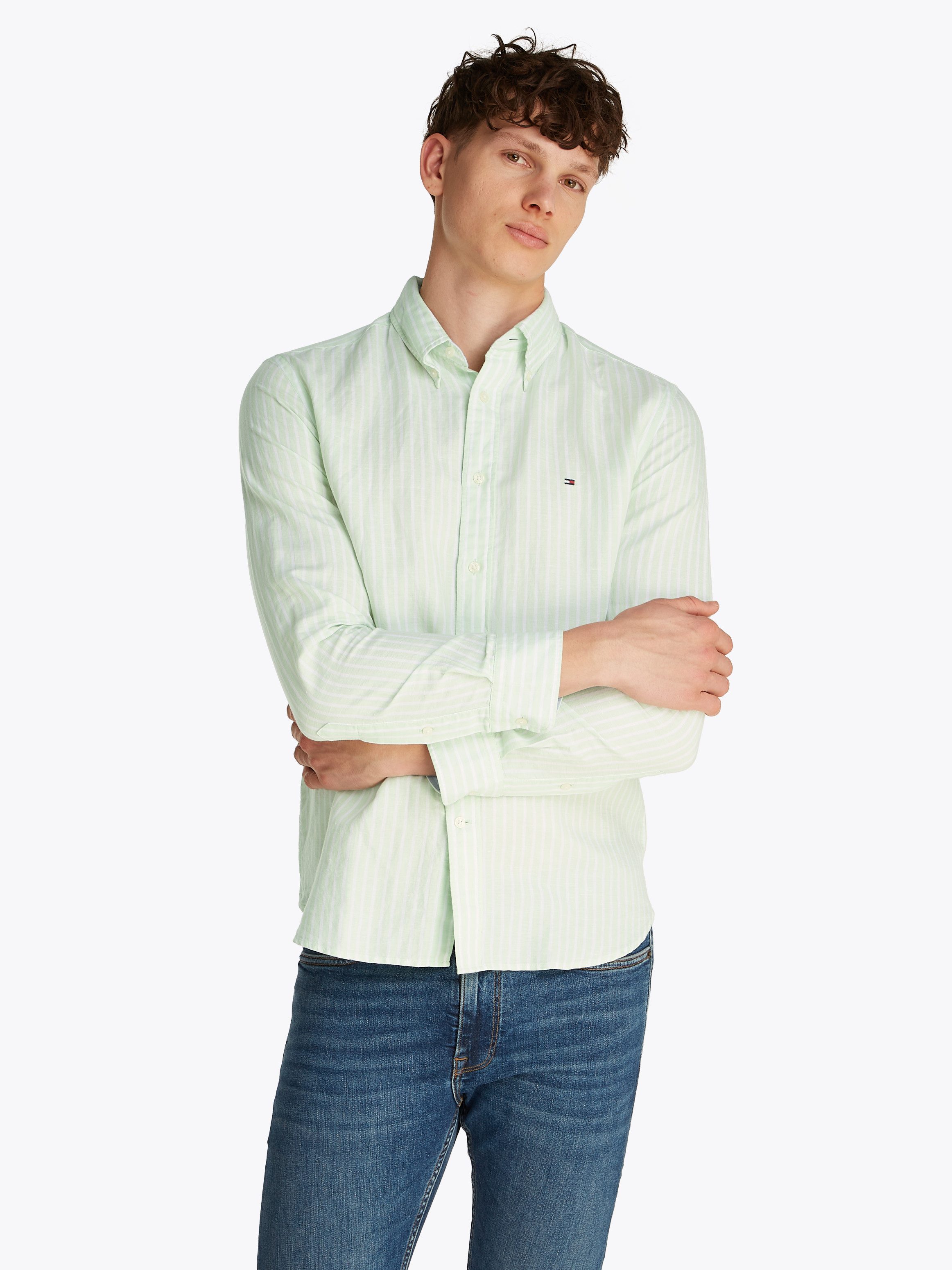 Tommy Hilfiger Langarmhemd LINEN BLEND BOLD günstig online kaufen