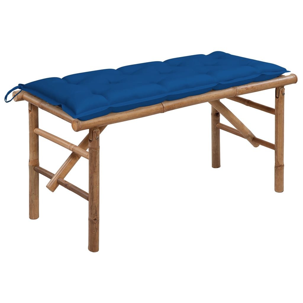 vidaXL Gartenbank Klappbare Gartenbank mit Auflage 118 cm Bambus (1-St)
