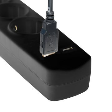 ARLI 5x Steckdosen + 2x USB Ladebuchsen Steckdosenleiste 7-fach (Schutzkontaktstecker, EIN / AUS Schalter, Kindersicherung, Kabellänge 5 m), flacher Winkelstecker