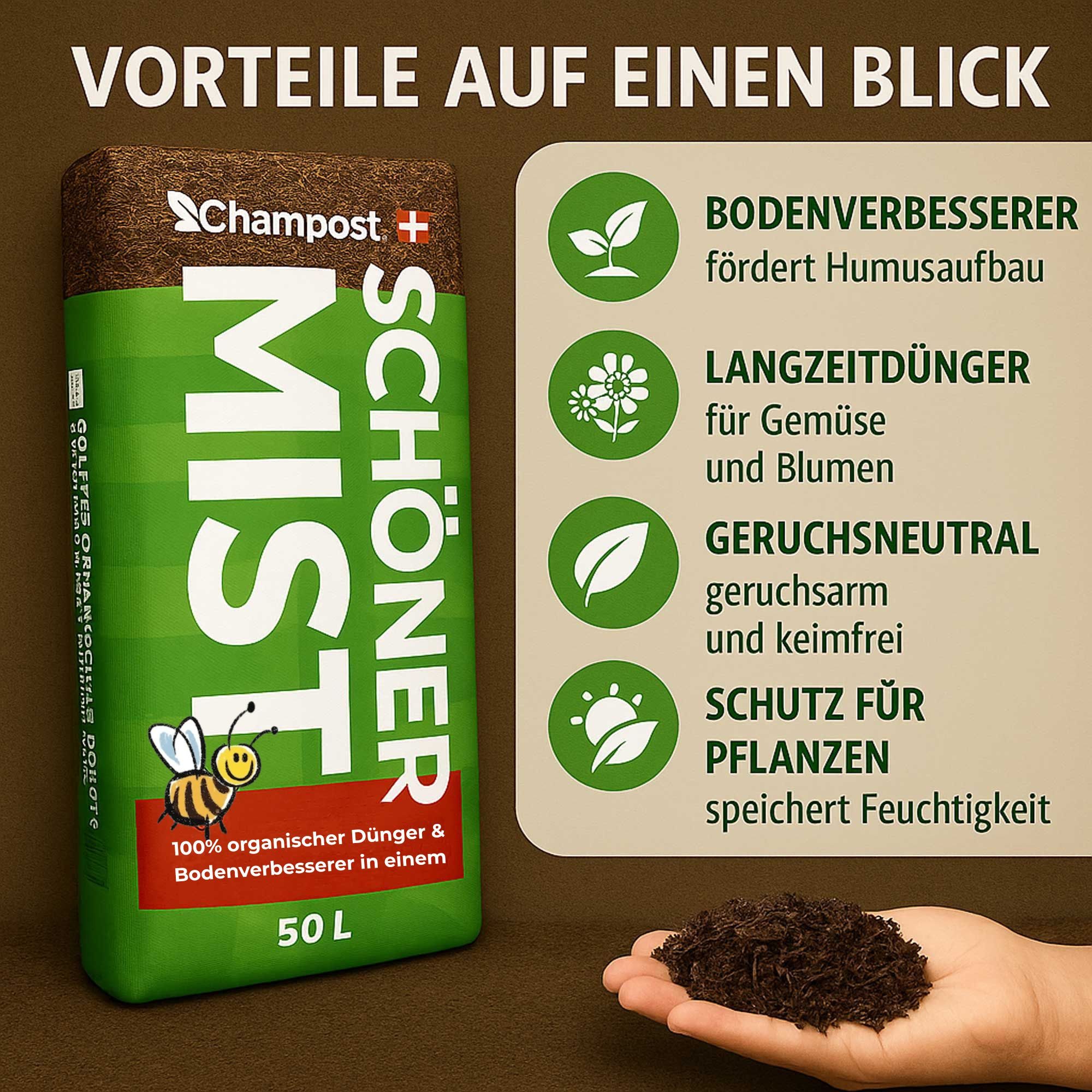 GartenAZ Universaldünger Pferdemist Champost Schöner Mist 50 Liter Pferdedung Pferdedünger – Bild 4 von 5