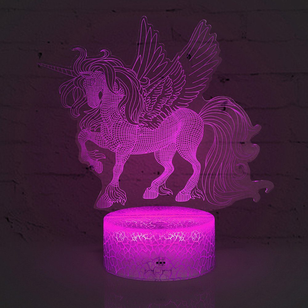 LED 3D Einhorn-Serie Nachtlicht Kinder 16 Nachtlicht, Bunte 16 LED Farbwechsel-KX-1238 16 Tisch Geschenk, Tischlampe, Farbwechsel Rosnek Veränderung, LED wechselbar,