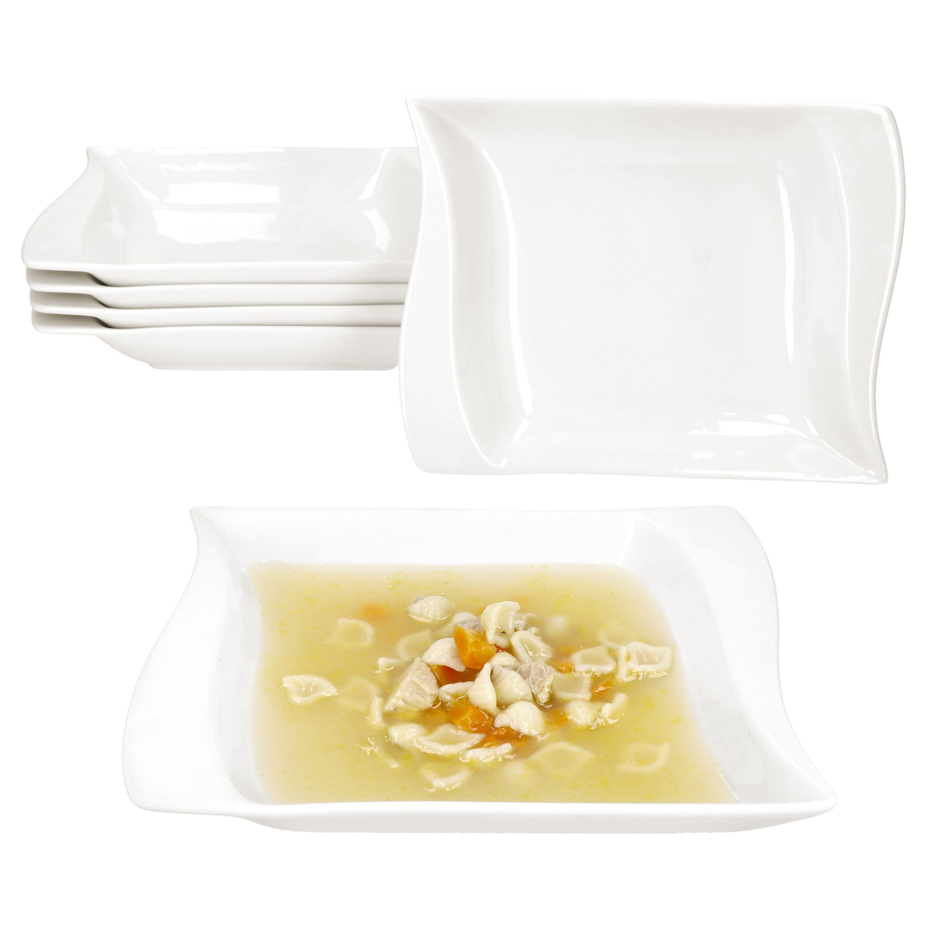 MamboCat Suppenteller 6er Set Ivory Suppenteller Porzellan 6 Personen tiefe Teller Pasta