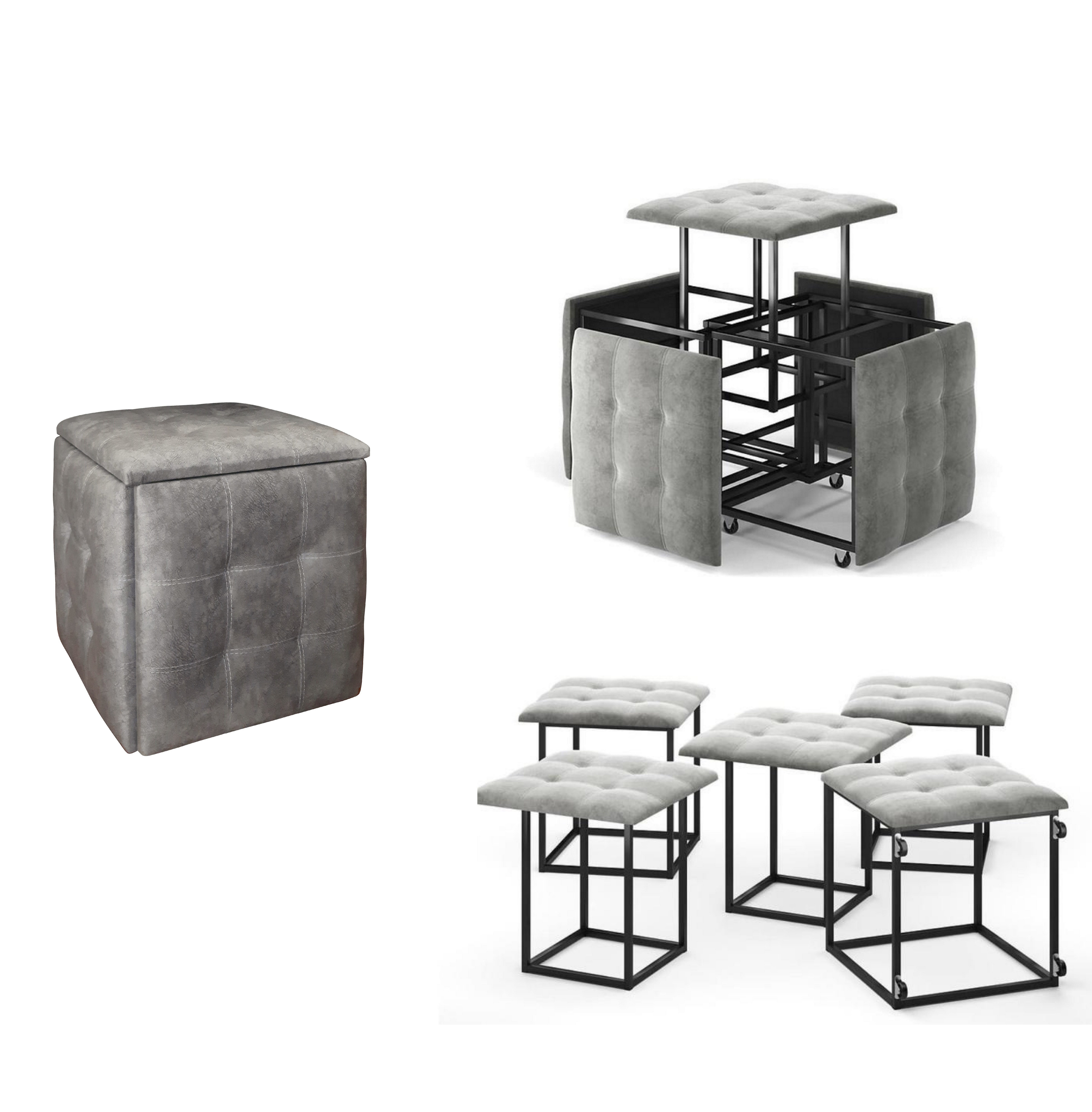 Rodnik Kinderhocker Puff Sitzhocker 5-in-1 (Sitzwürfel, auf Rollen, stapelbar, gepolstert, kompakte Aufbewahrung, 5 St., Ideal für Gäste-Jugend- Kinderzimmer, Ferienhaus), Platzsparend