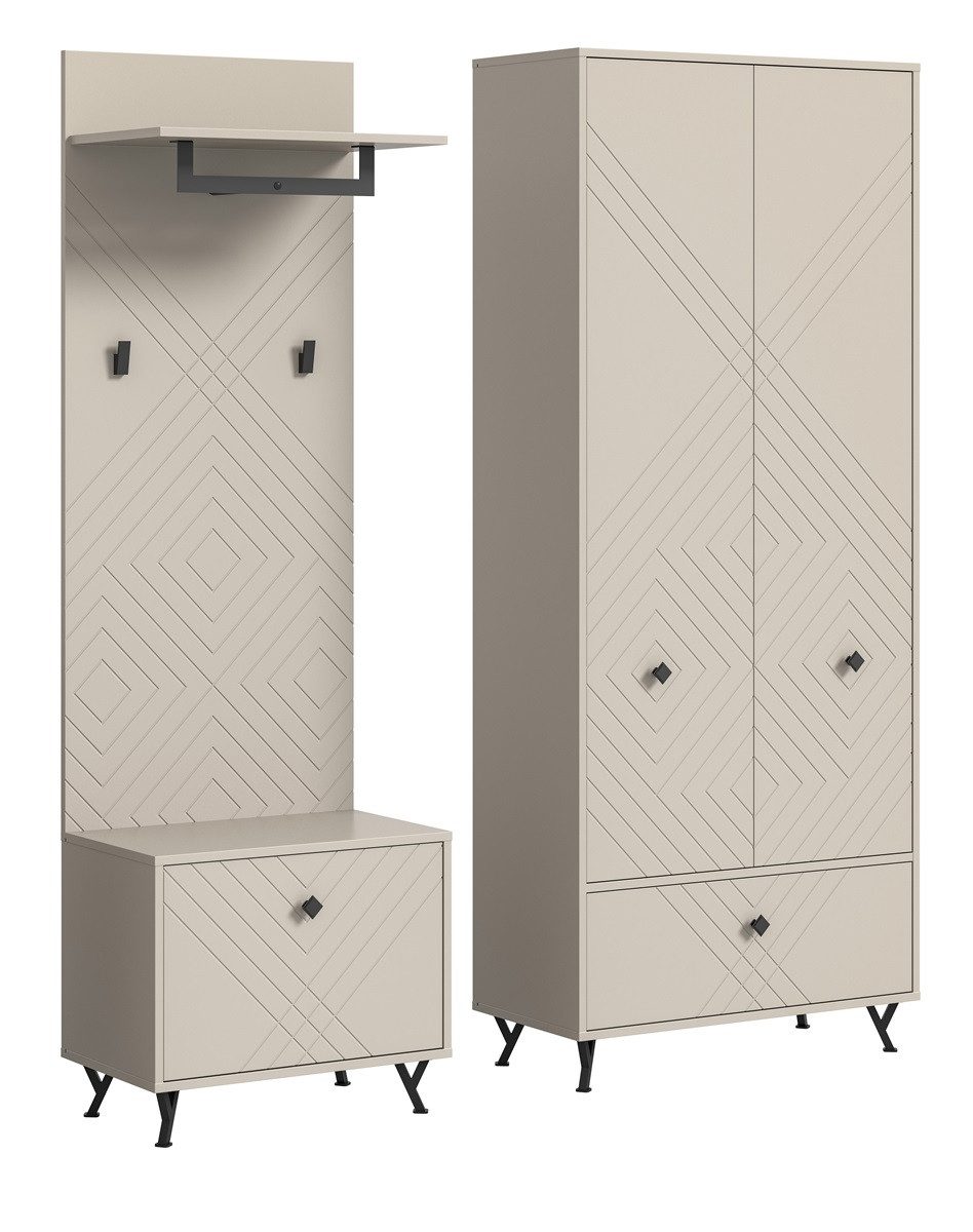 xonox.home Шафи-Set Шафи-Set Notes, beige matt/sandfarben, 3-teilig, (3-St), Шафиmöbel, Шафиkombination beige